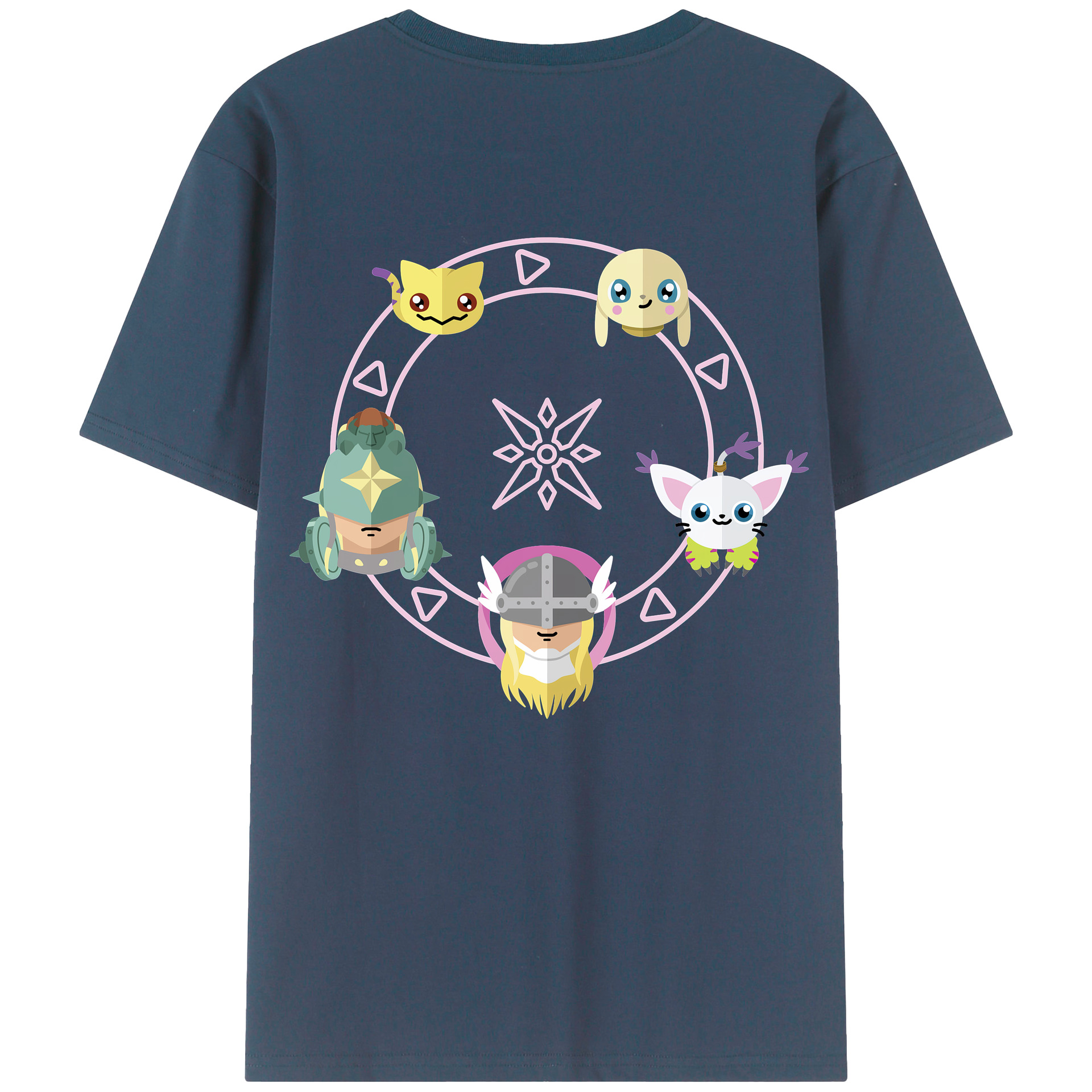 （画像用） Digimon デジタルモンスター/デジモン 綿100％ メンズ半袖Tシャツ（バックプリント） 通気性