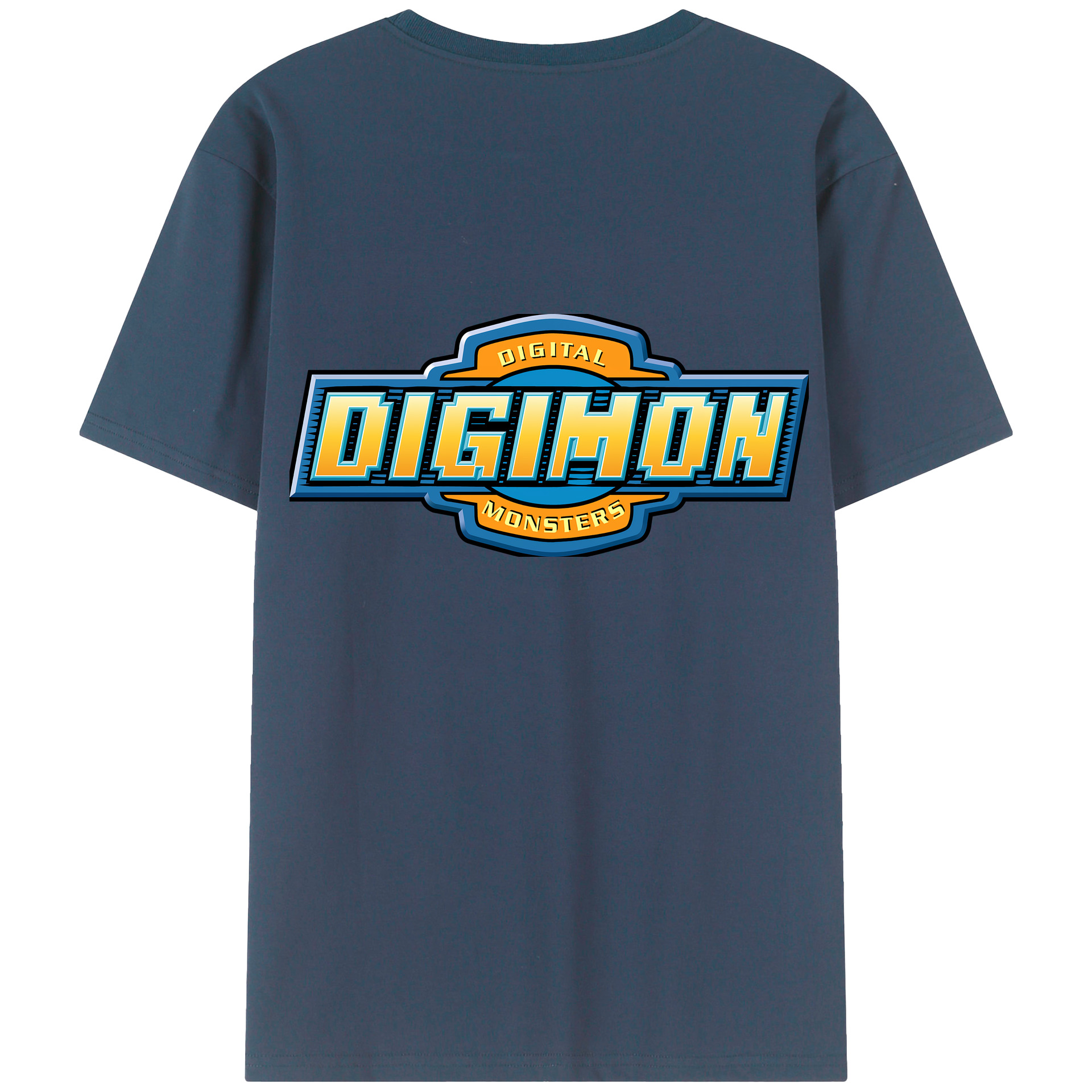 （画像用） Digimon デジタルモンスター/デジモン 綿100％ メンズ半袖Tシャツ（バックプリント） 通気性
