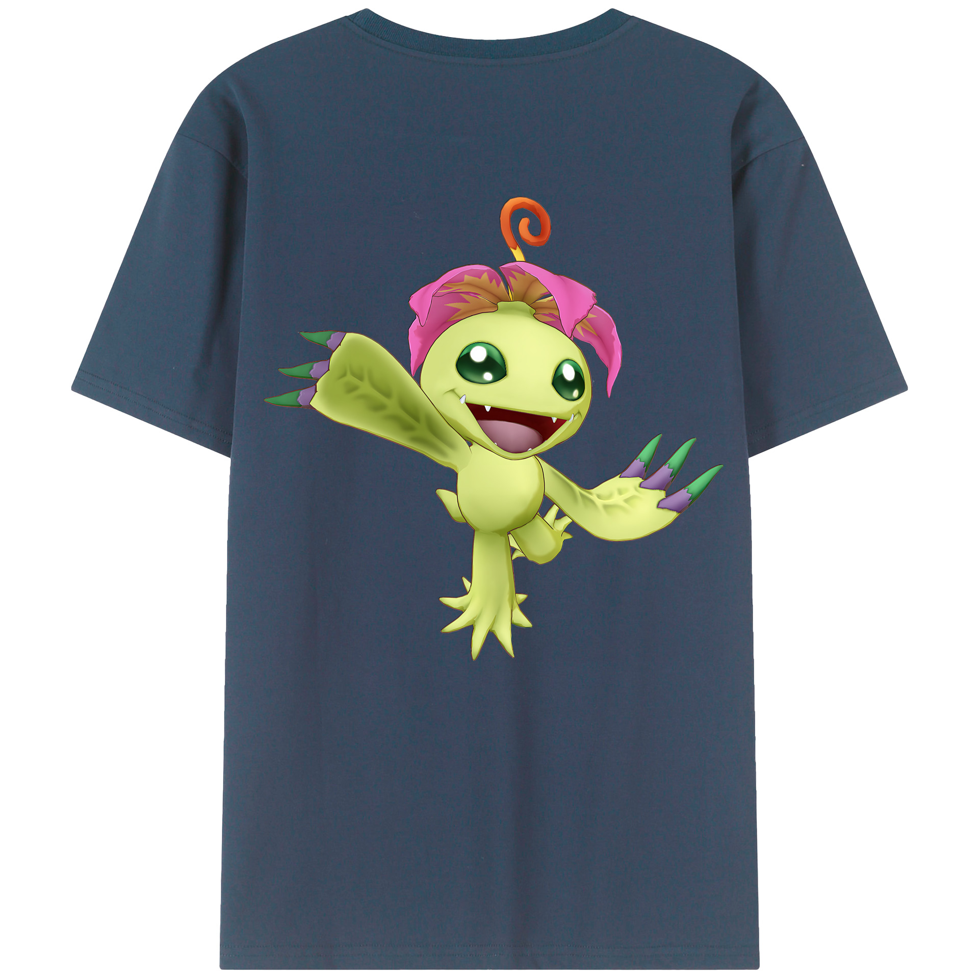 （画像用） Digimon デジタルモンスター/デジモン 綿100％ メンズ半袖Tシャツ（バックプリント） 通気性