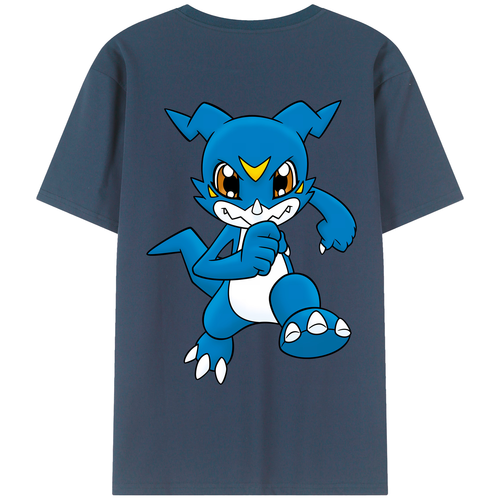 （画像用） Digimon デジタルモンスター/デジモン 綿100％ メンズ半袖Tシャツ（バックプリント） 通気性