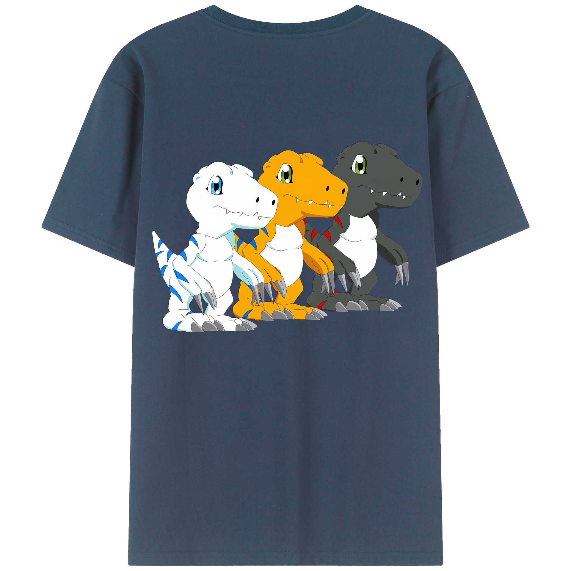 （画像用） Digimon デジタルモンスター/デジモン 綿100％ メンズ半袖Tシャツ（バックプリント） 通気性