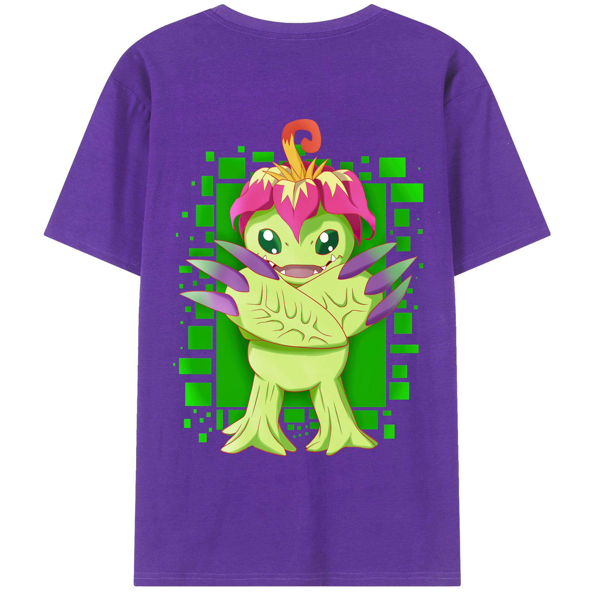 （画像用） Digimon デジタルモンスター/デジモン 綿100％ メンズ半袖Tシャツ（バックプリント） 通気性