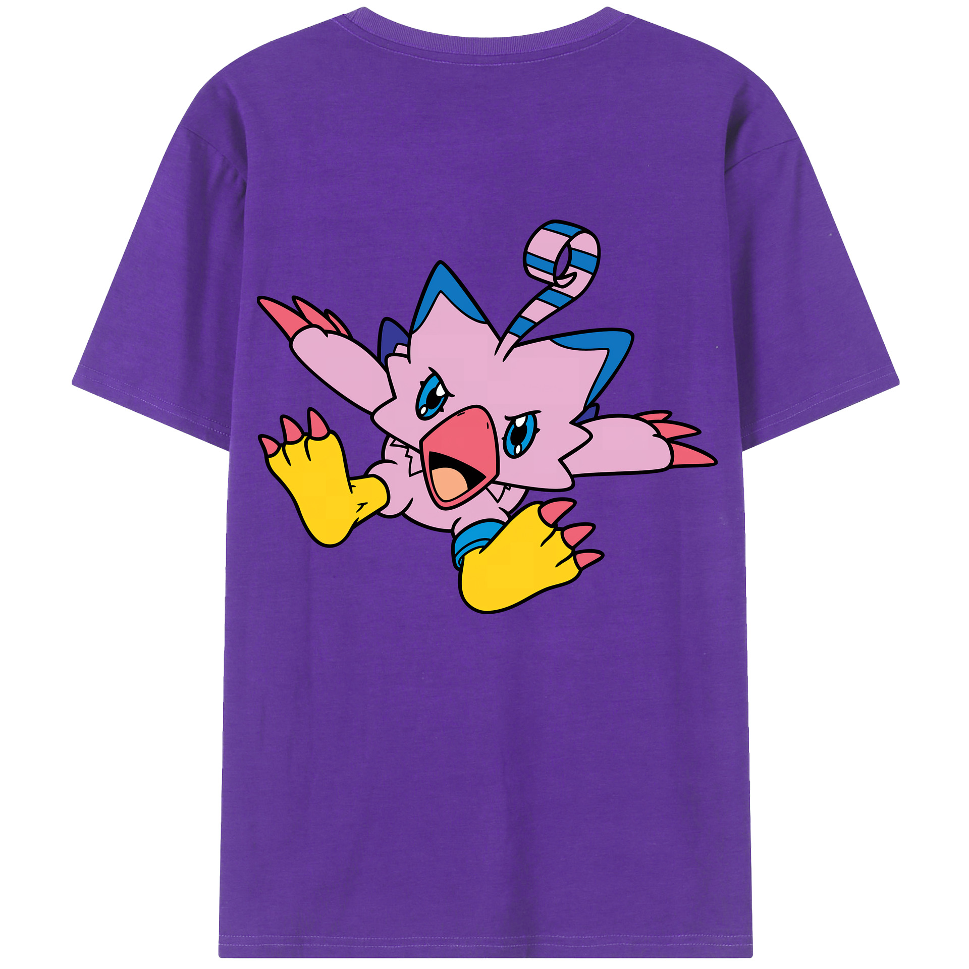 （画像用） Digimon デジタルモンスター/デジモン 綿100％ メンズ半袖Tシャツ（バックプリント） 通気性