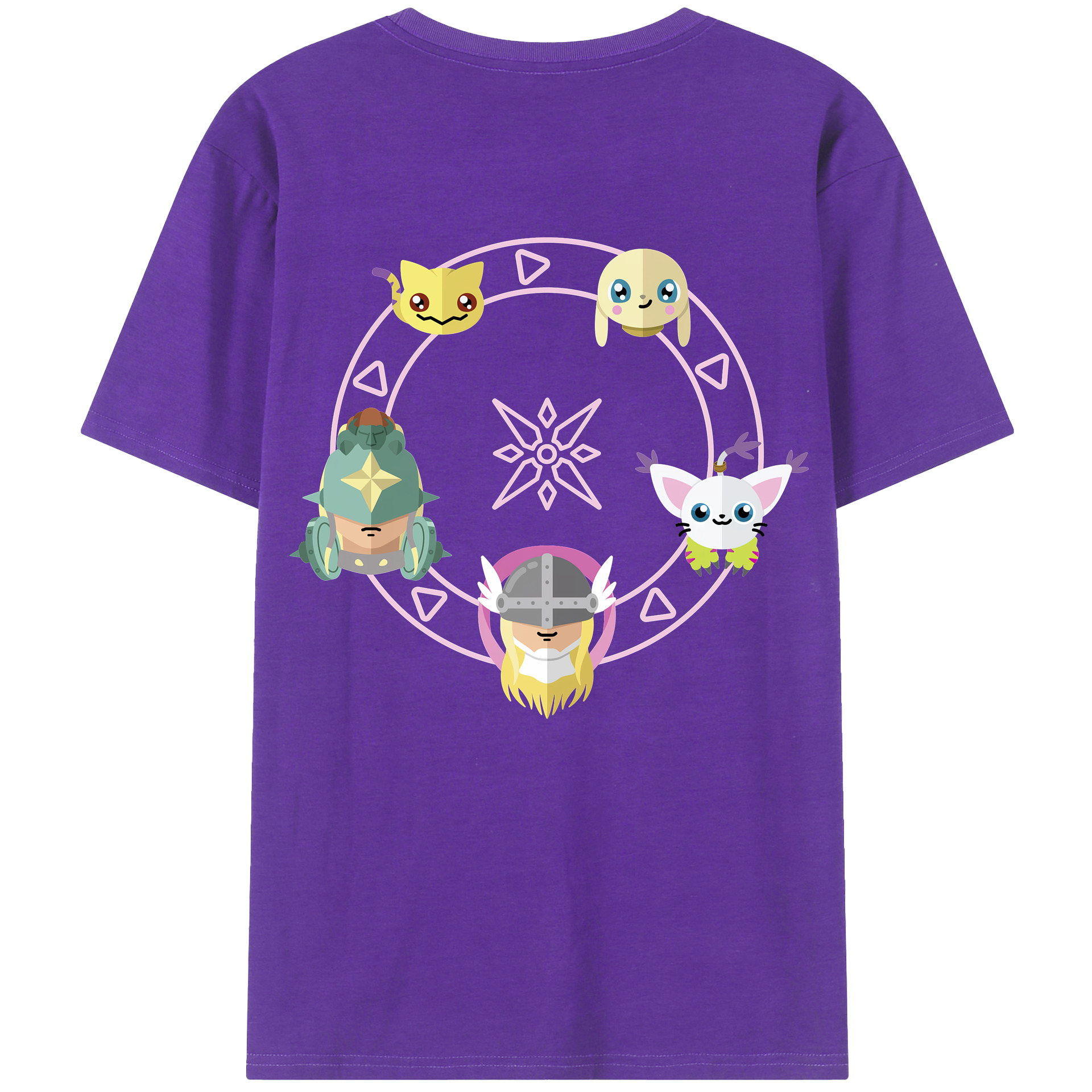 （画像用） Digimon デジタルモンスター/デジモン 綿100％ メンズ半袖Tシャツ（バックプリント） 通気性