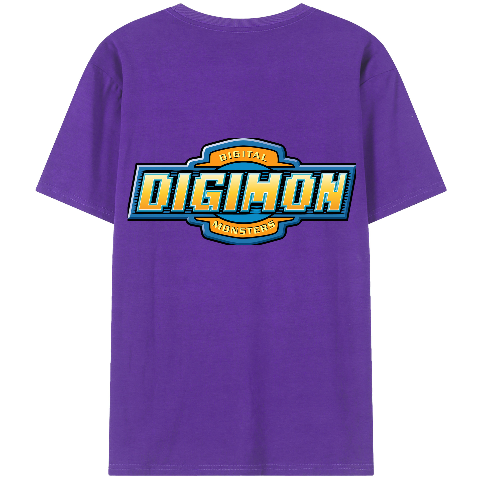 （画像用） Digimon デジタルモンスター/デジモン 綿100％ メンズ半袖Tシャツ（バックプリント） 通気性