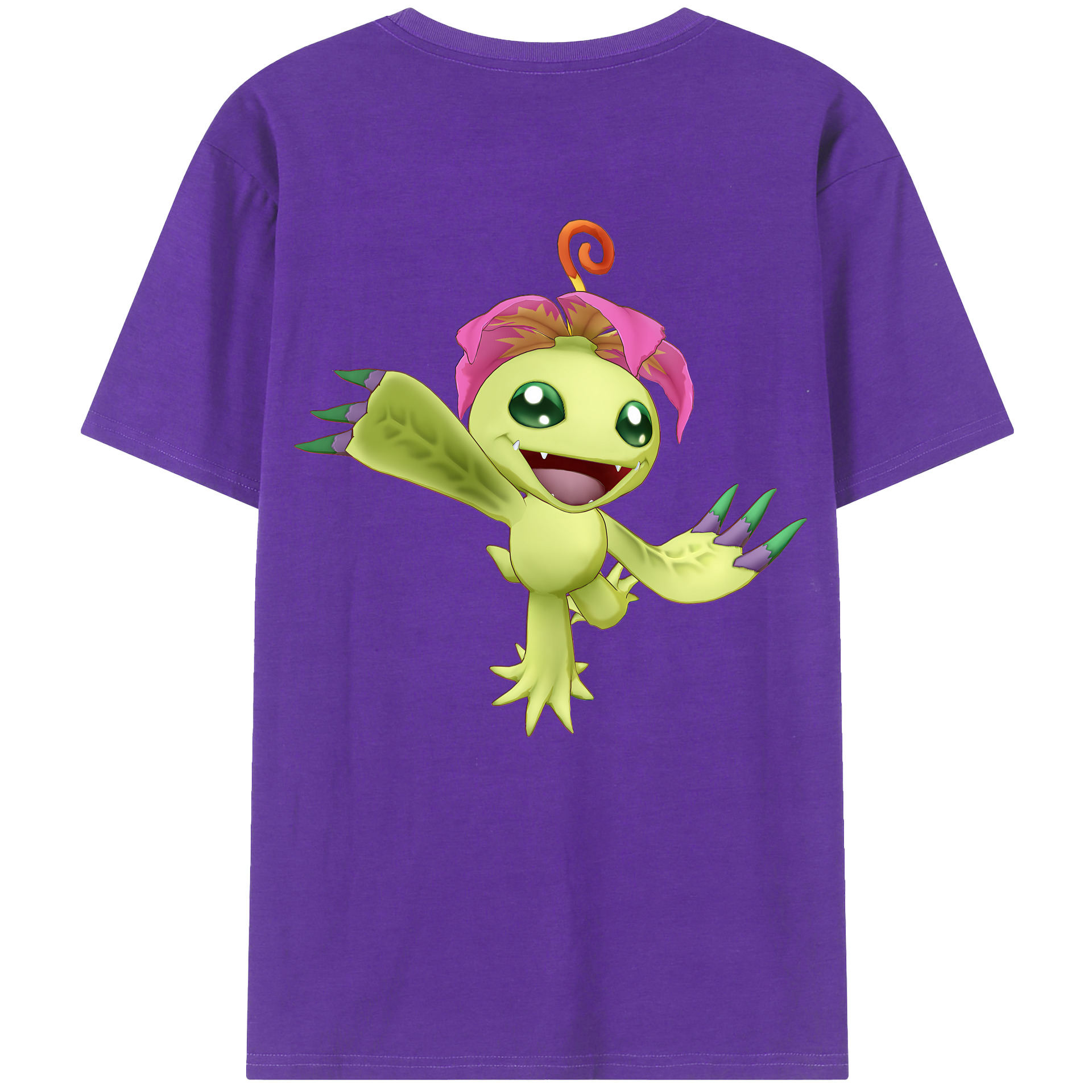 （画像用） Digimon デジタルモンスター/デジモン 綿100％ メンズ半袖Tシャツ（バックプリント） 通気性