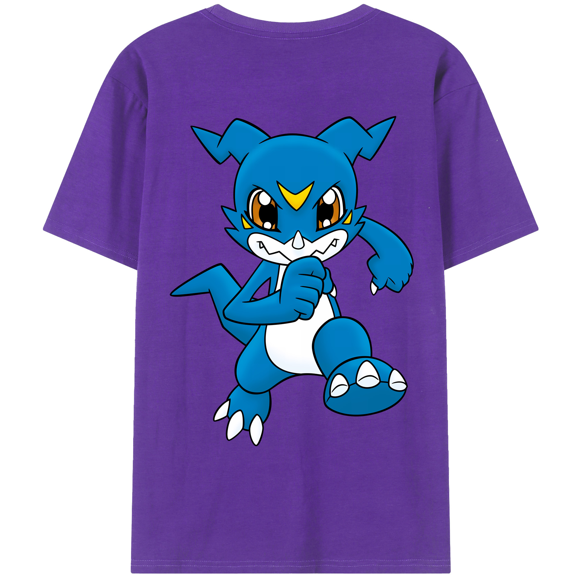 （画像用） Digimon デジタルモンスター/デジモン 綿100％ メンズ半袖Tシャツ（バックプリント） 通気性