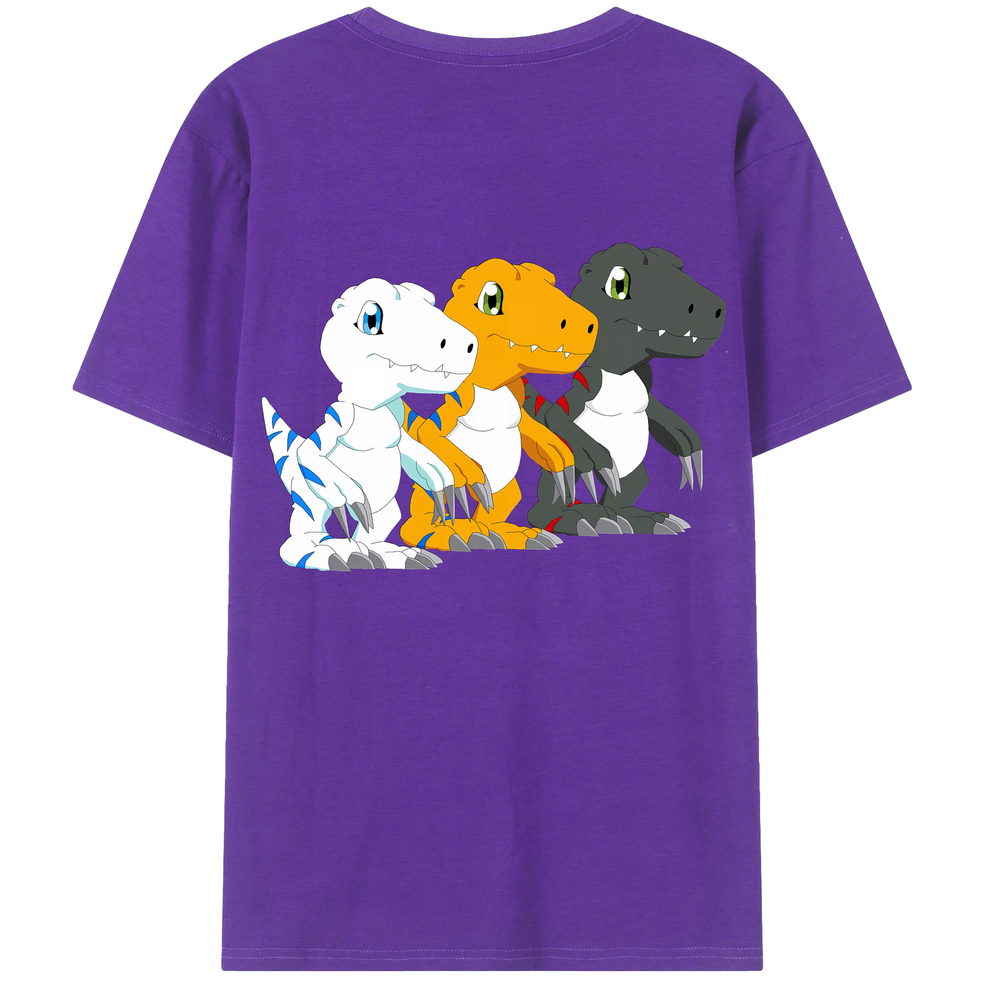 （画像用） Digimon デジタルモンスター/デジモン 綿100％ メンズ半袖Tシャツ（バックプリント） 通気性