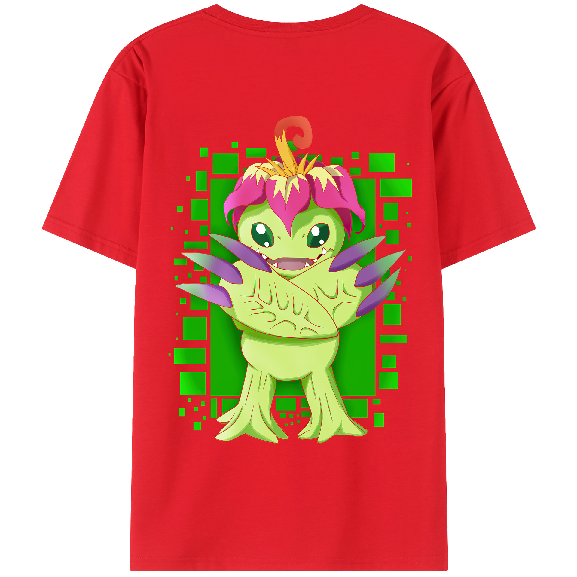 （画像用） Digimon デジタルモンスター/デジモン 綿100％ メンズ半袖Tシャツ（バックプリント） 通気性