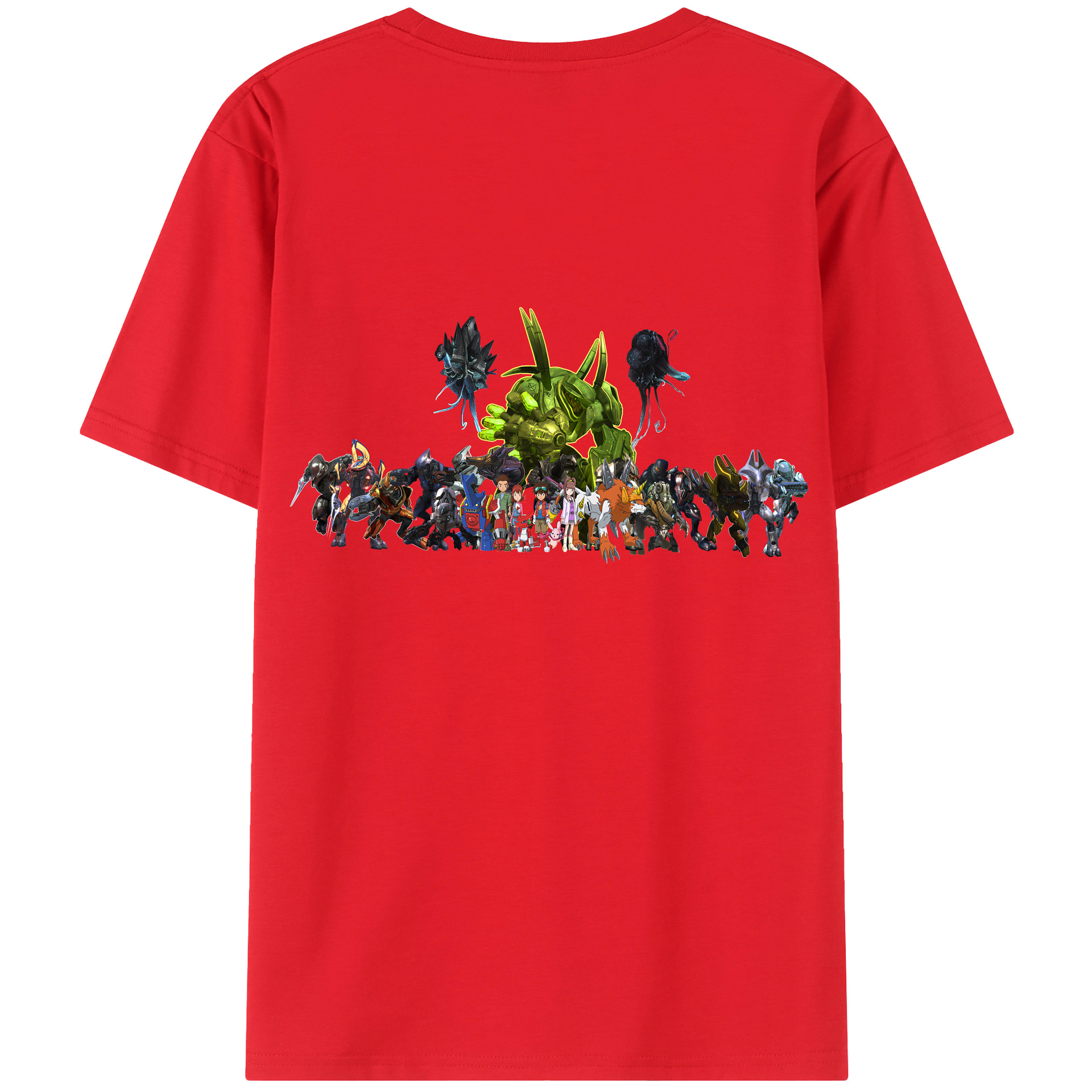 （画像用） Digimon デジタルモンスター/デジモン 綿100％ メンズ半袖Tシャツ（バックプリント） 通気性