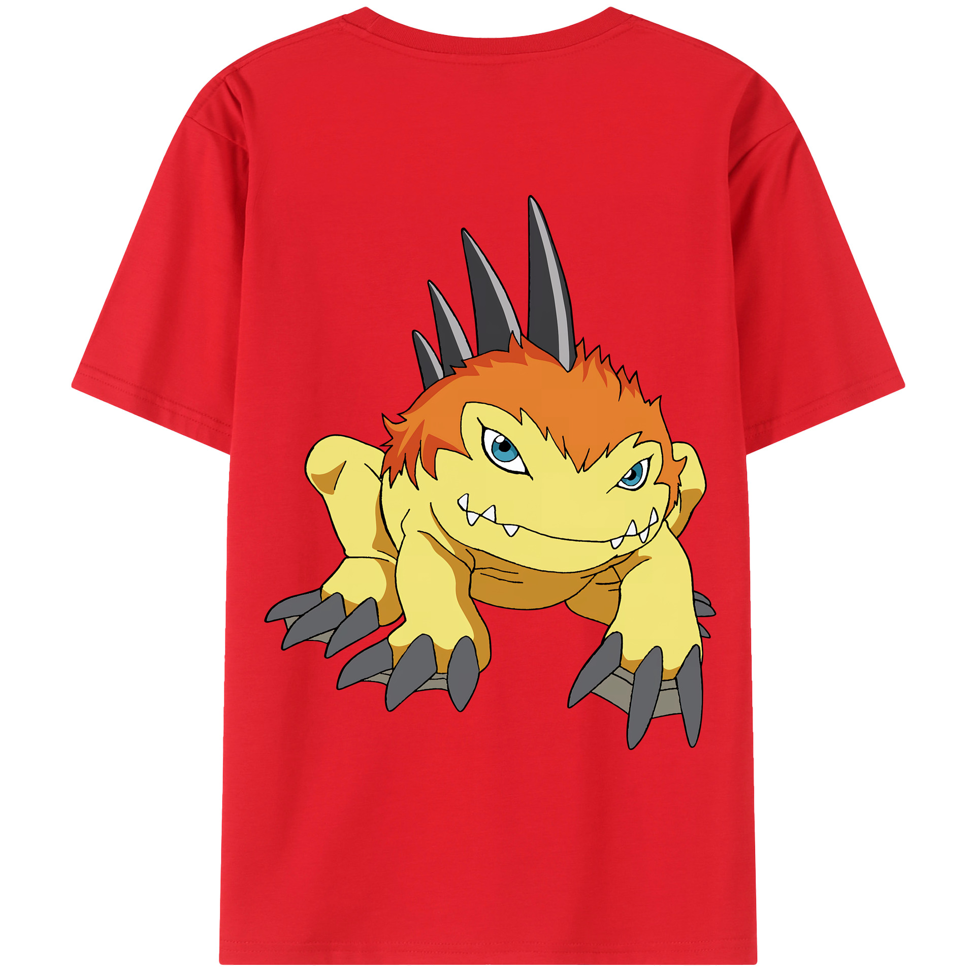 （画像用） Digimon デジタルモンスター/デジモン 綿100％ メンズ半袖Tシャツ（バックプリント） 通気性
