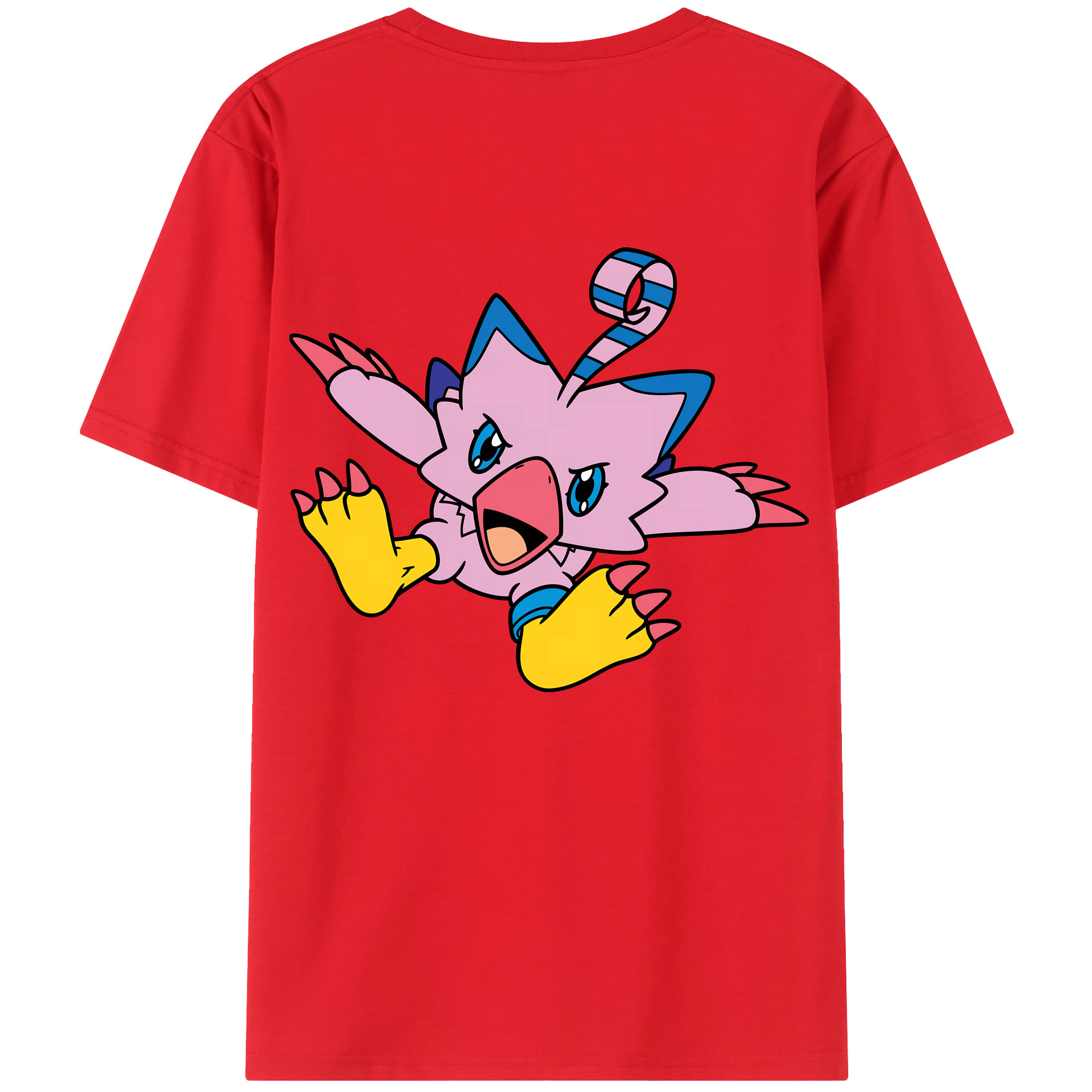 （画像用） Digimon デジタルモンスター/デジモン 綿100％ メンズ半袖Tシャツ（バックプリント） 通気性