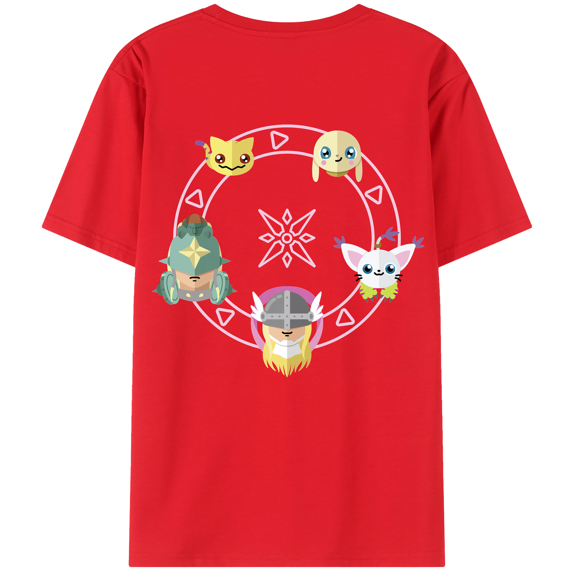 （画像用） Digimon デジタルモンスター/デジモン 綿100％ メンズ半袖Tシャツ（バックプリント） 通気性
