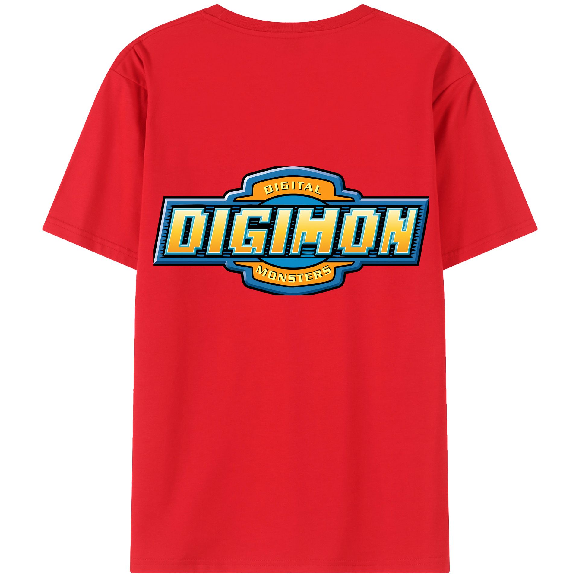 （画像用） Digimon デジタルモンスター/デジモン 綿100％ メンズ半袖Tシャツ（バックプリント） 通気性