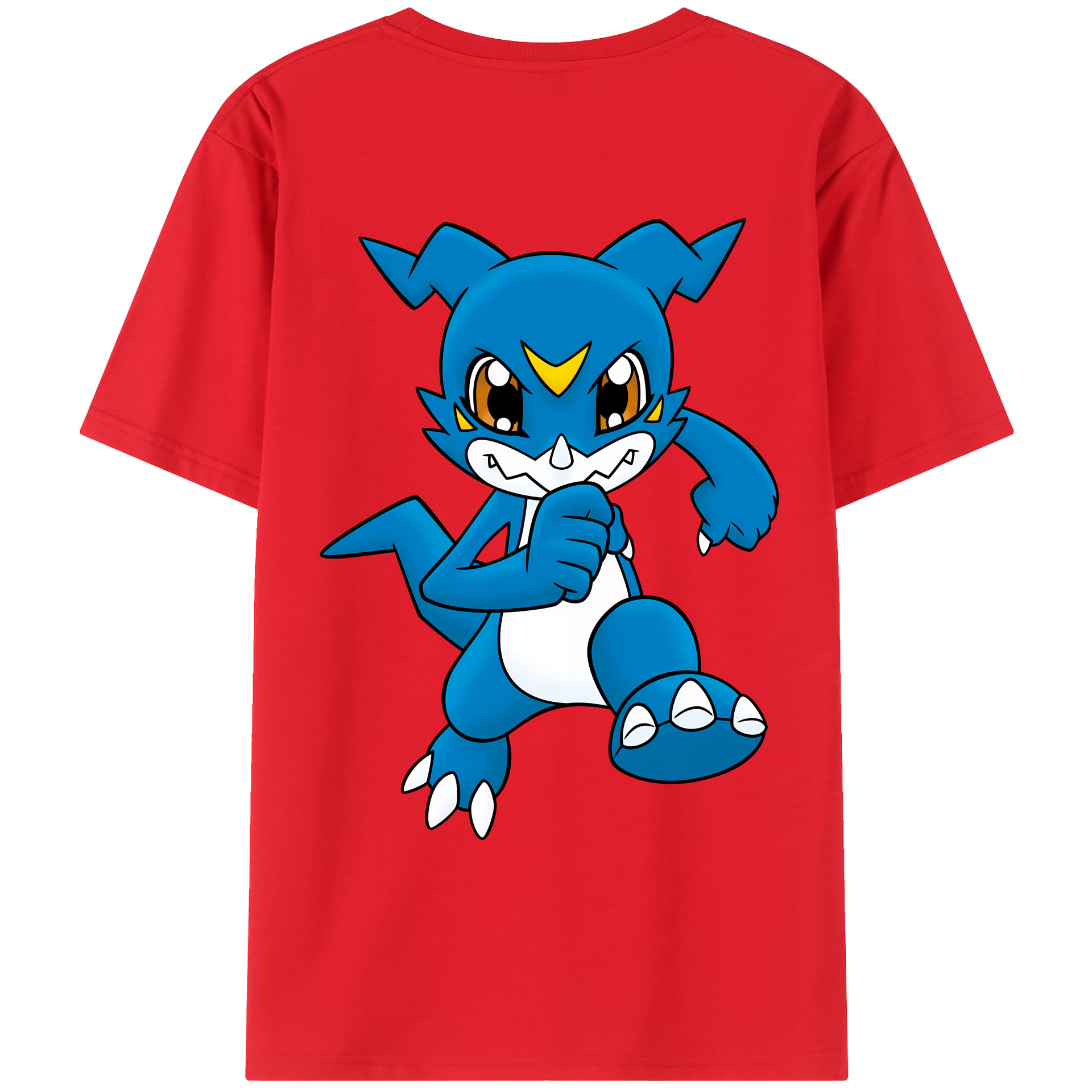 （画像用） Digimon デジタルモンスター/デジモン 綿100％ メンズ半袖Tシャツ（バックプリント） 通気性