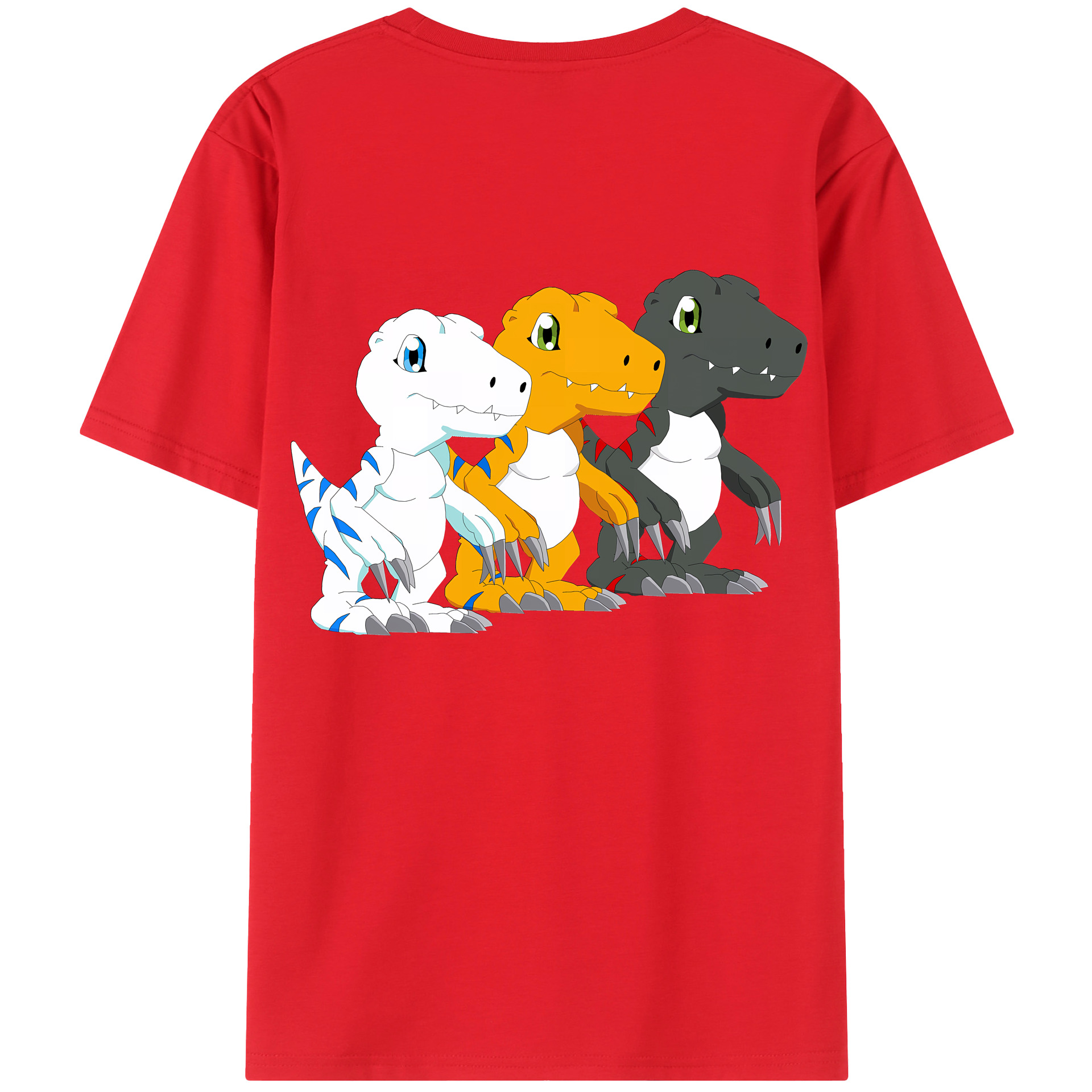（画像用） Digimon デジタルモンスター/デジモン 綿100％ メンズ半袖Tシャツ（バックプリント） 通気性