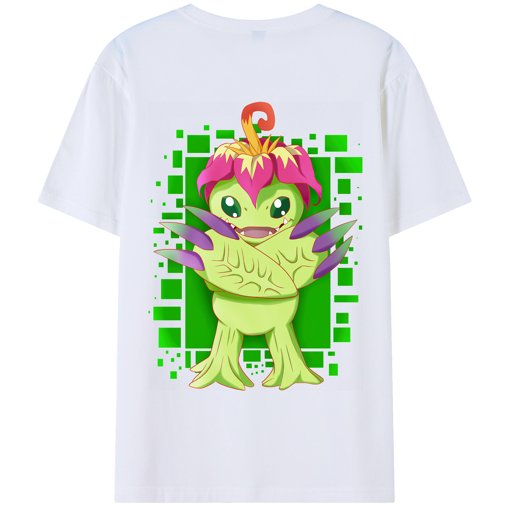 （画像用） Digimon デジタルモンスター/デジモン 綿100％ メンズ半袖Tシャツ（バックプリント） 通気性