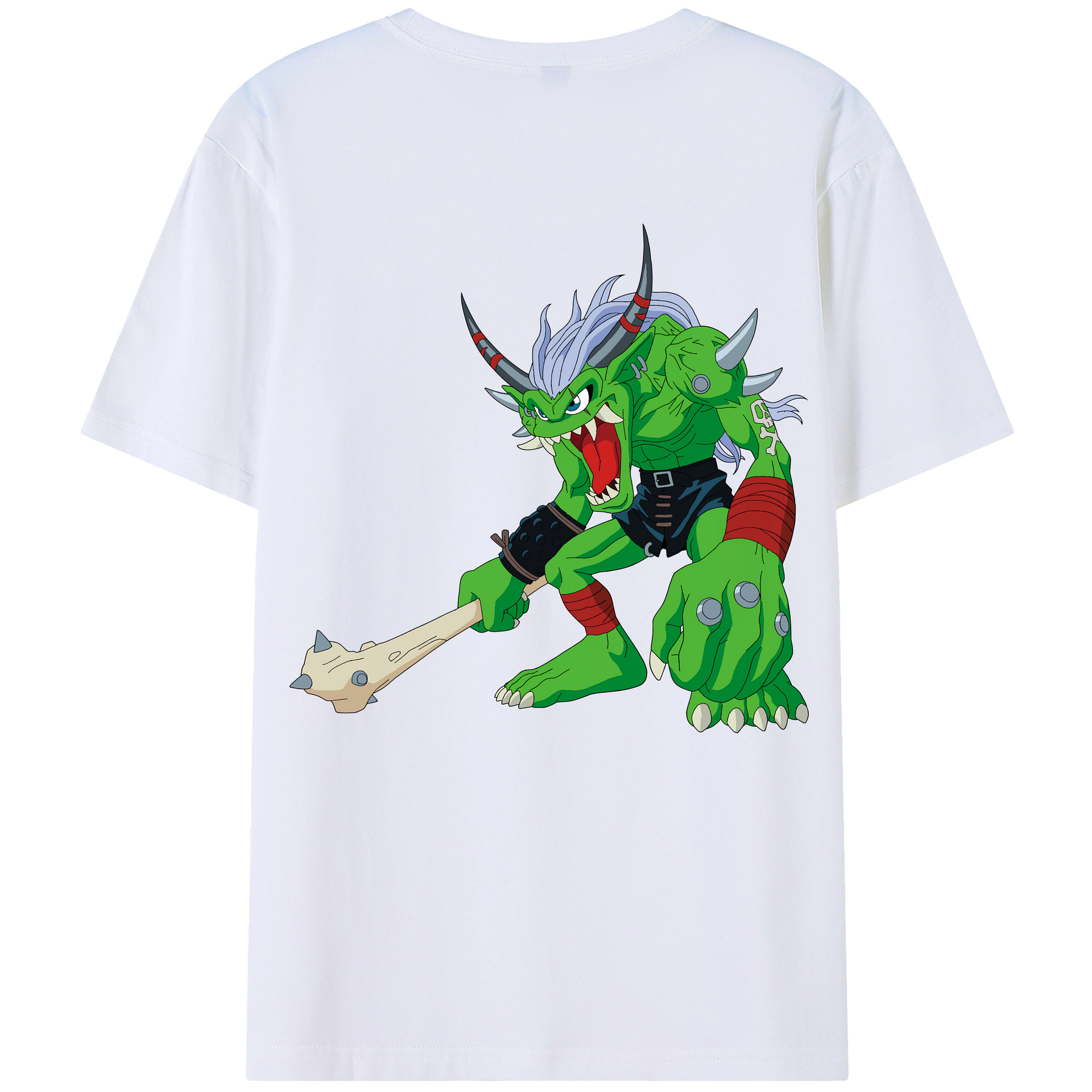 （画像用） Digimon デジタルモンスター/デジモン 綿100％ メンズ半袖Tシャツ（バックプリント） 通気性
