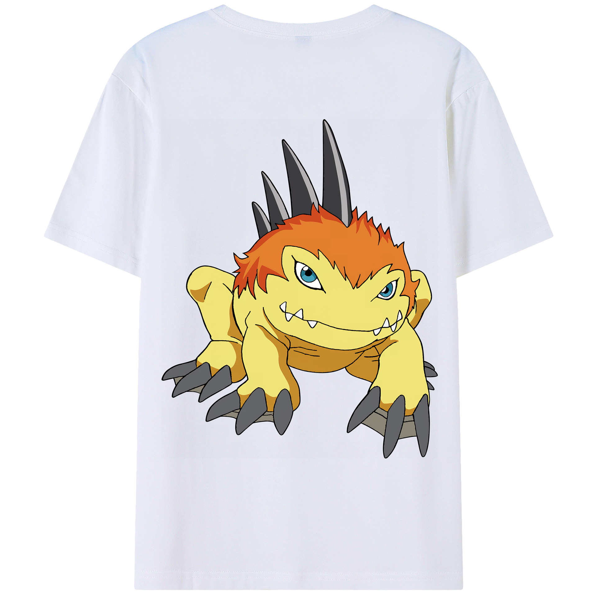（画像用） Digimon デジタルモンスター/デジモン 綿100％ メンズ半袖Tシャツ（バックプリント） 通気性