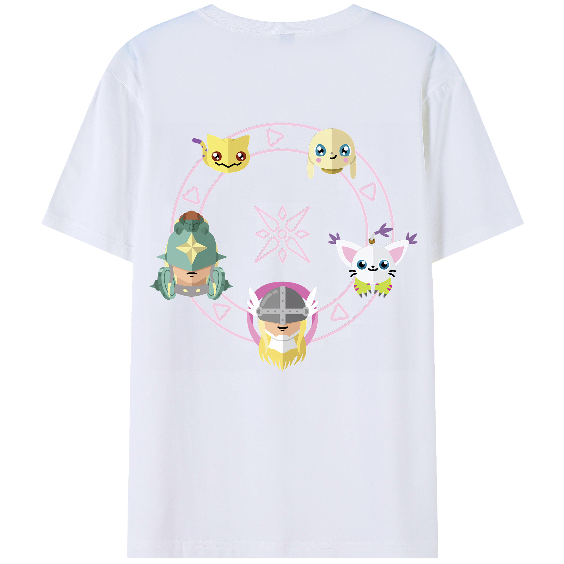 （画像用） Digimon デジタルモンスター/デジモン 綿100％ メンズ半袖Tシャツ（バックプリント） 通気性