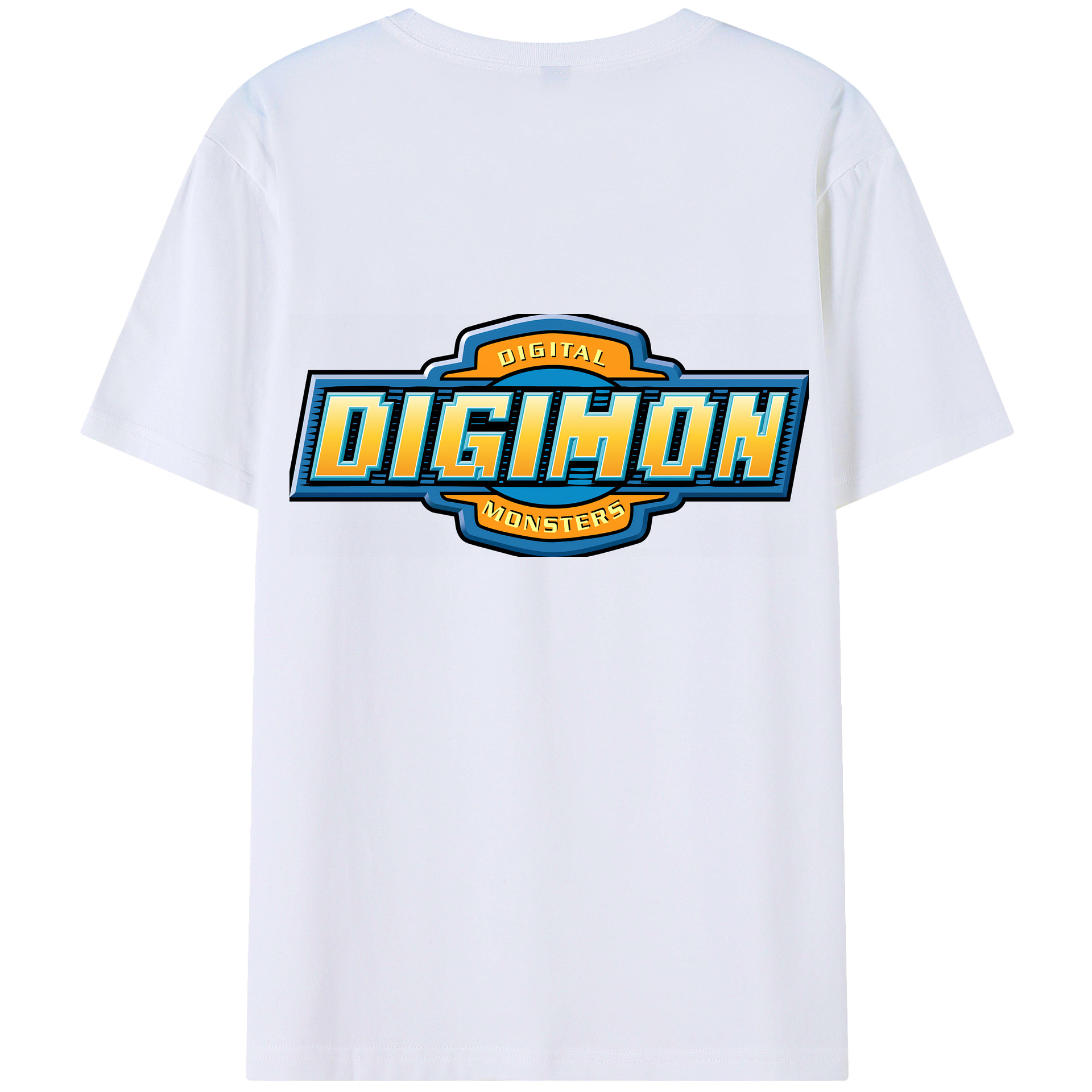 （画像用） Digimon デジタルモンスター/デジモン 綿100％ メンズ半袖Tシャツ（バックプリント） 通気性