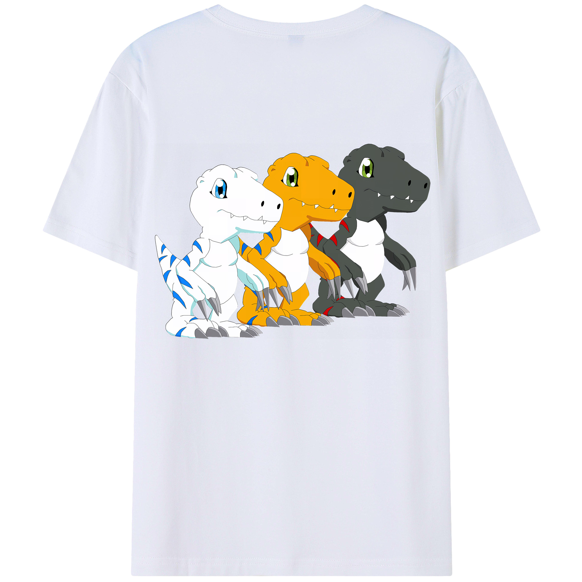（画像用） Digimon デジタルモンスター/デジモン 綿100％ メンズ半袖Tシャツ（バックプリント） 通気性