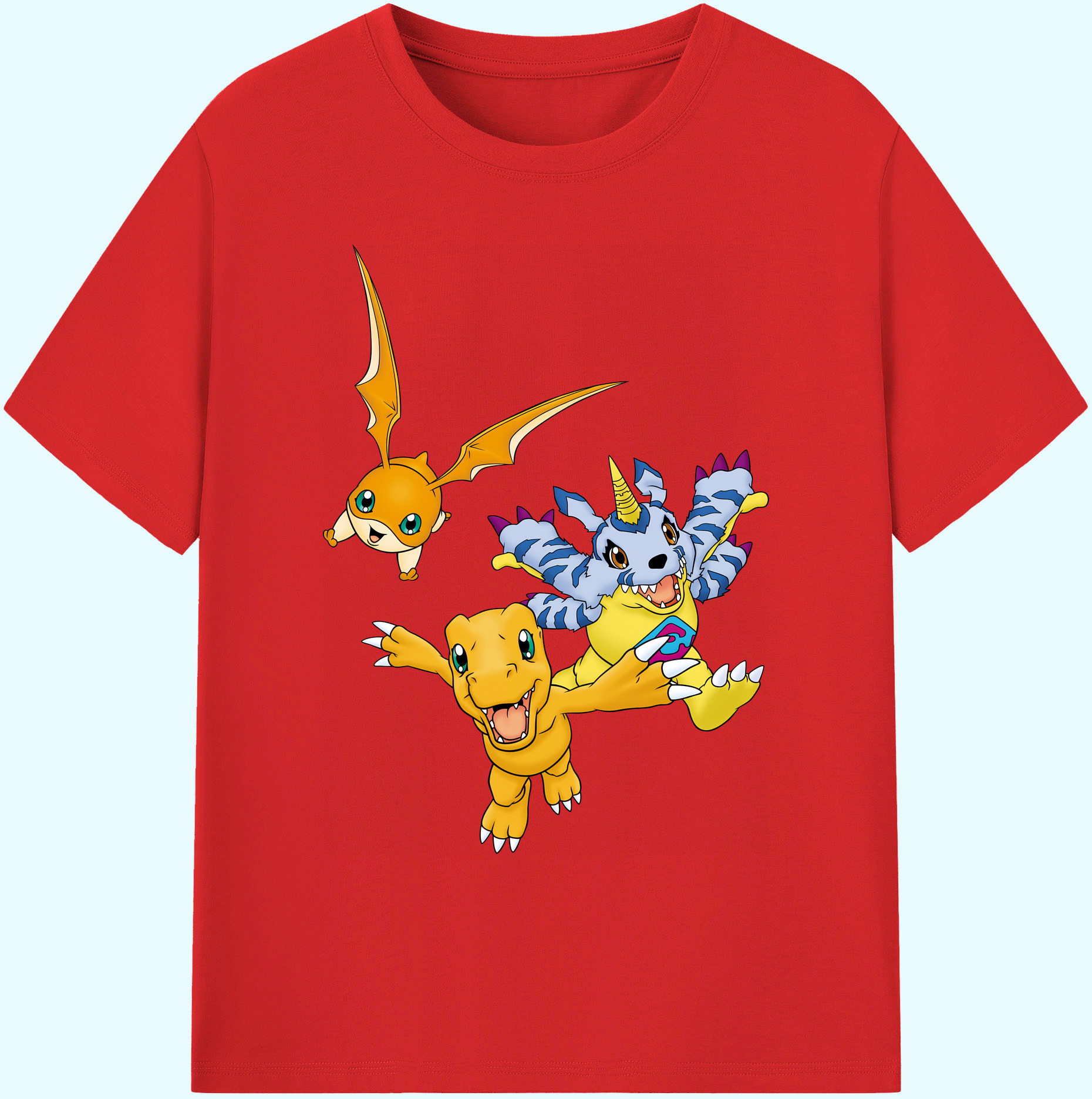 （画像用） Digimon デジタルモンスター/デジモン 綿100％ メンズ半袖Tシャツ｜肌触りやわらか＆通気性