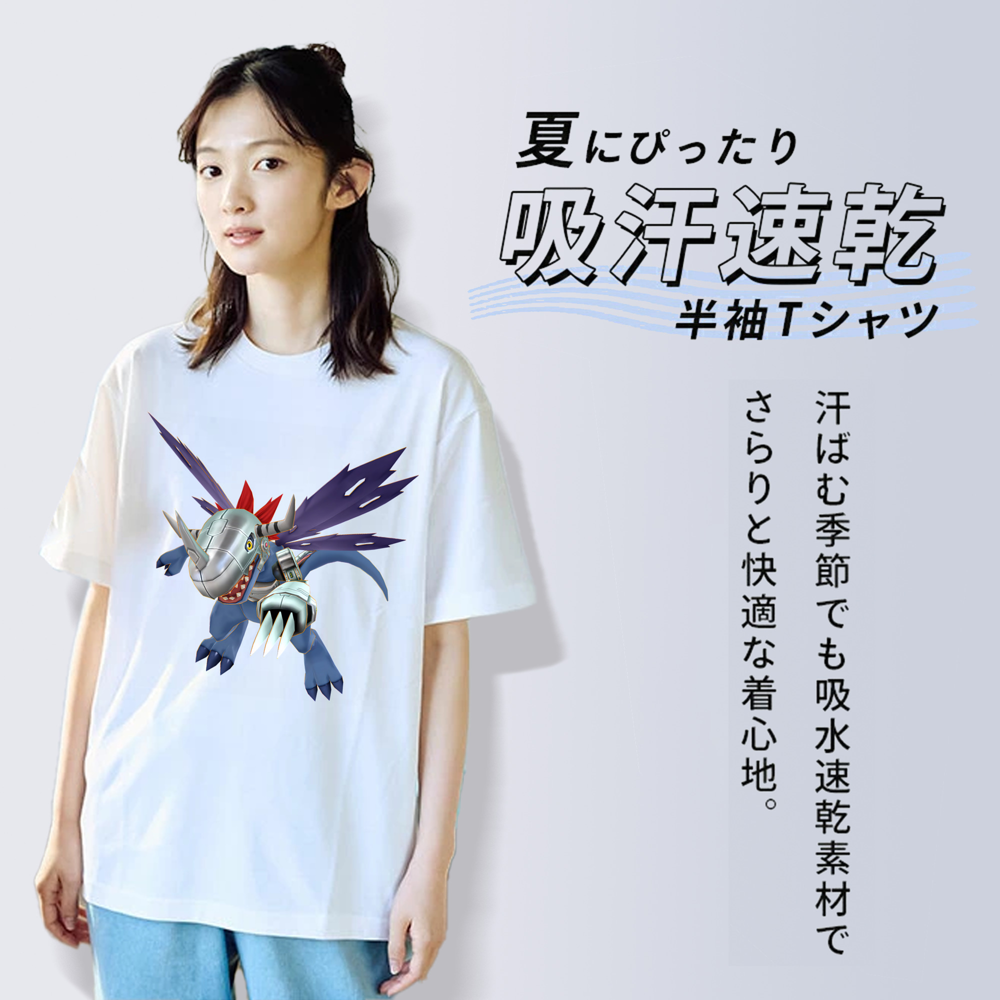 Digimon デジタルモンスター/デジモン レディースカジュアルプリントTシャツ（綿100％）