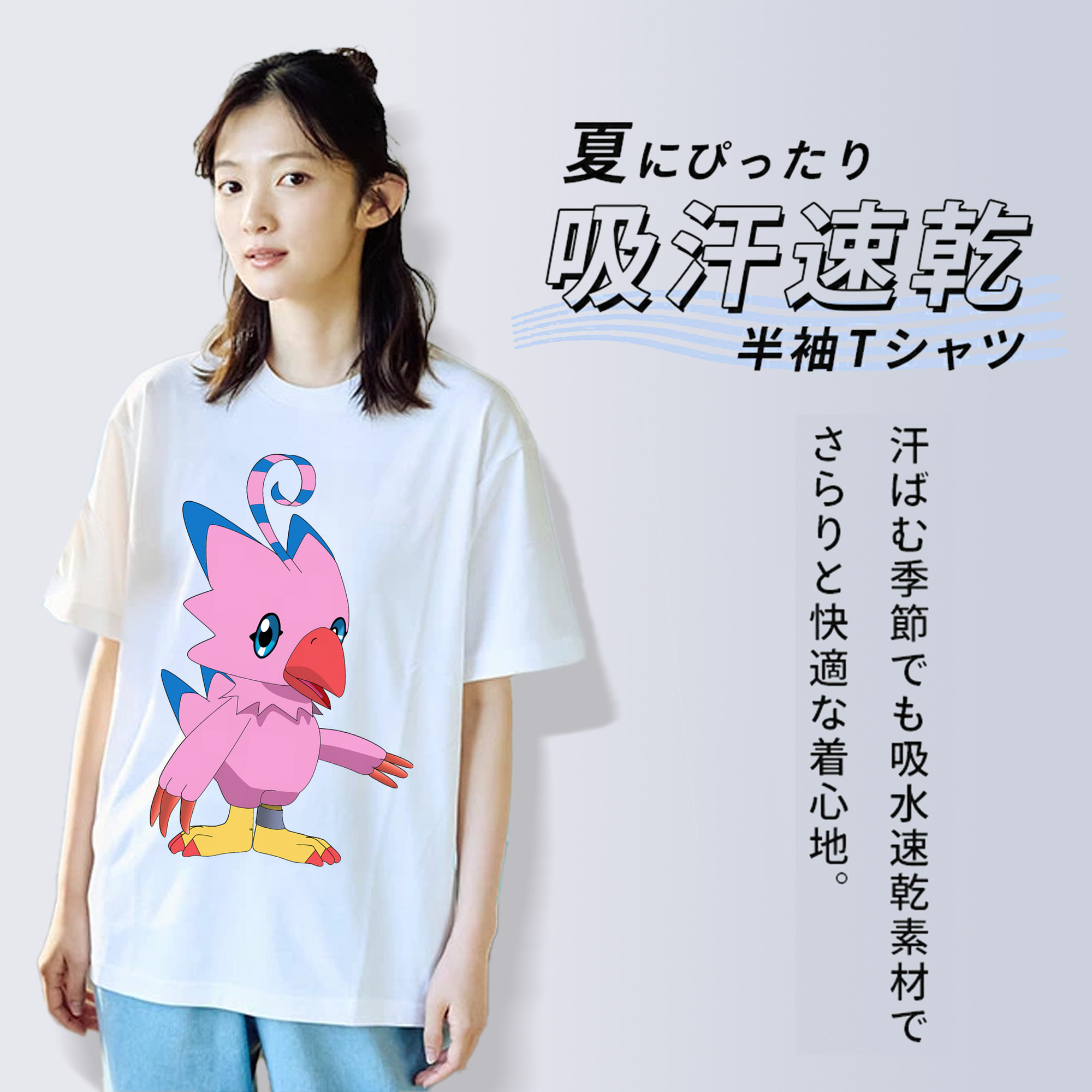Digimon デジタルモンスター/デジモン レディースカジュアルプリントTシャツ（綿100％）