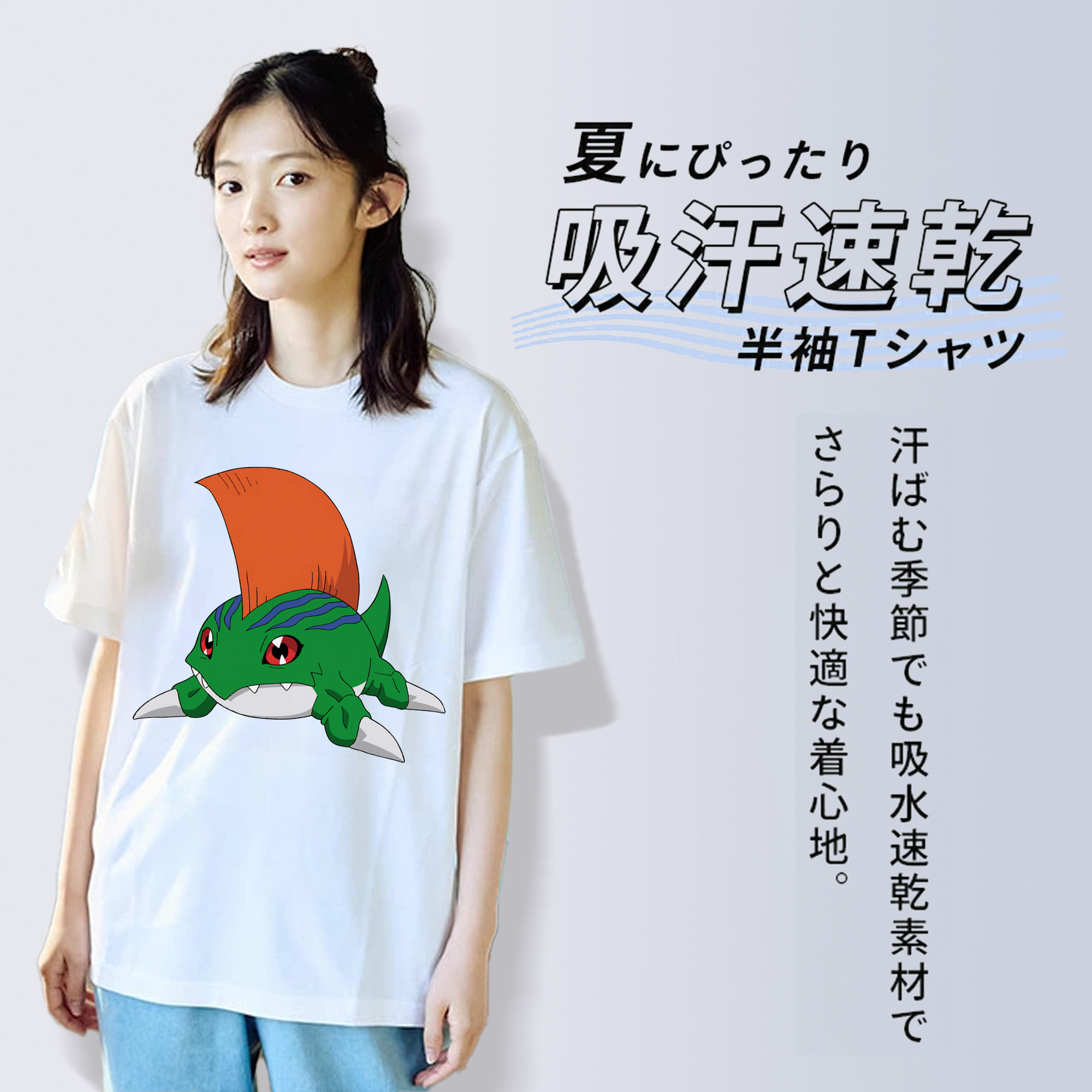 Digimon デジタルモンスター/デジモン レディースカジュアルプリントTシャツ（綿100％）