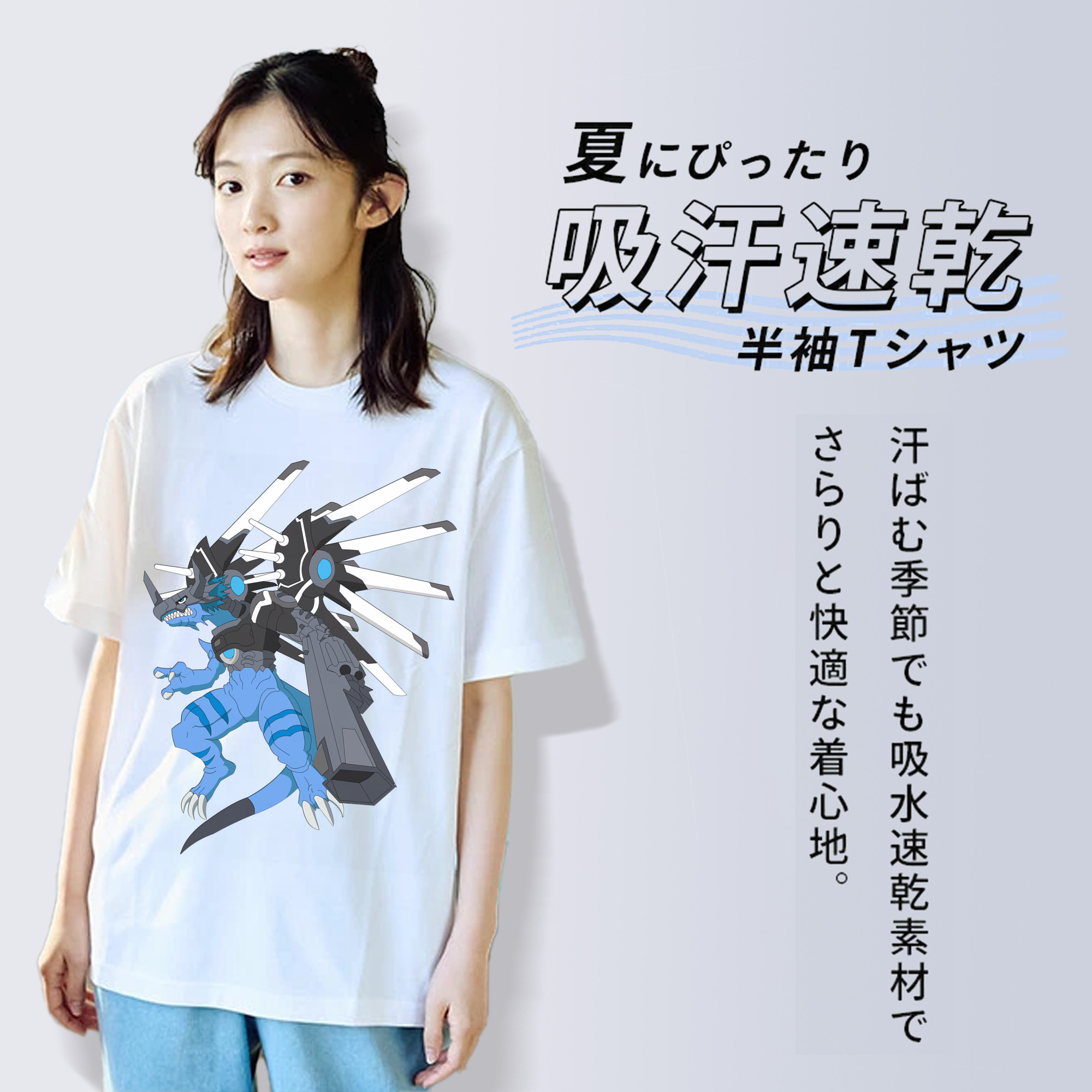 Digimon デジタルモンスター/デジモン レディースカジュアルプリントTシャツ（綿100％）
