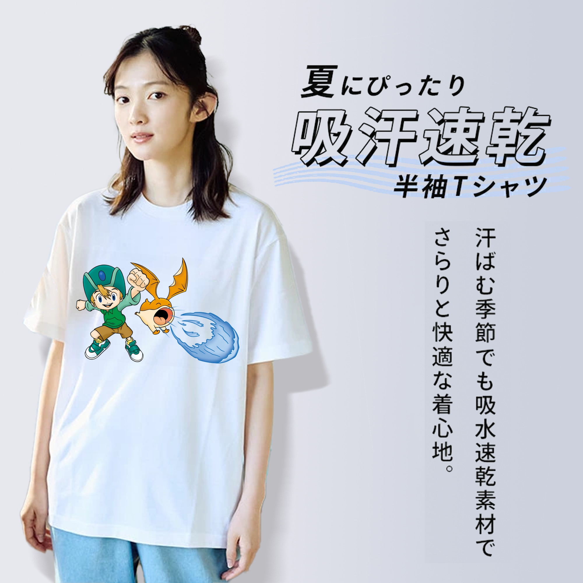Digimon デジタルモンスター/デジモン レディースカジュアルプリントTシャツ（綿100％）