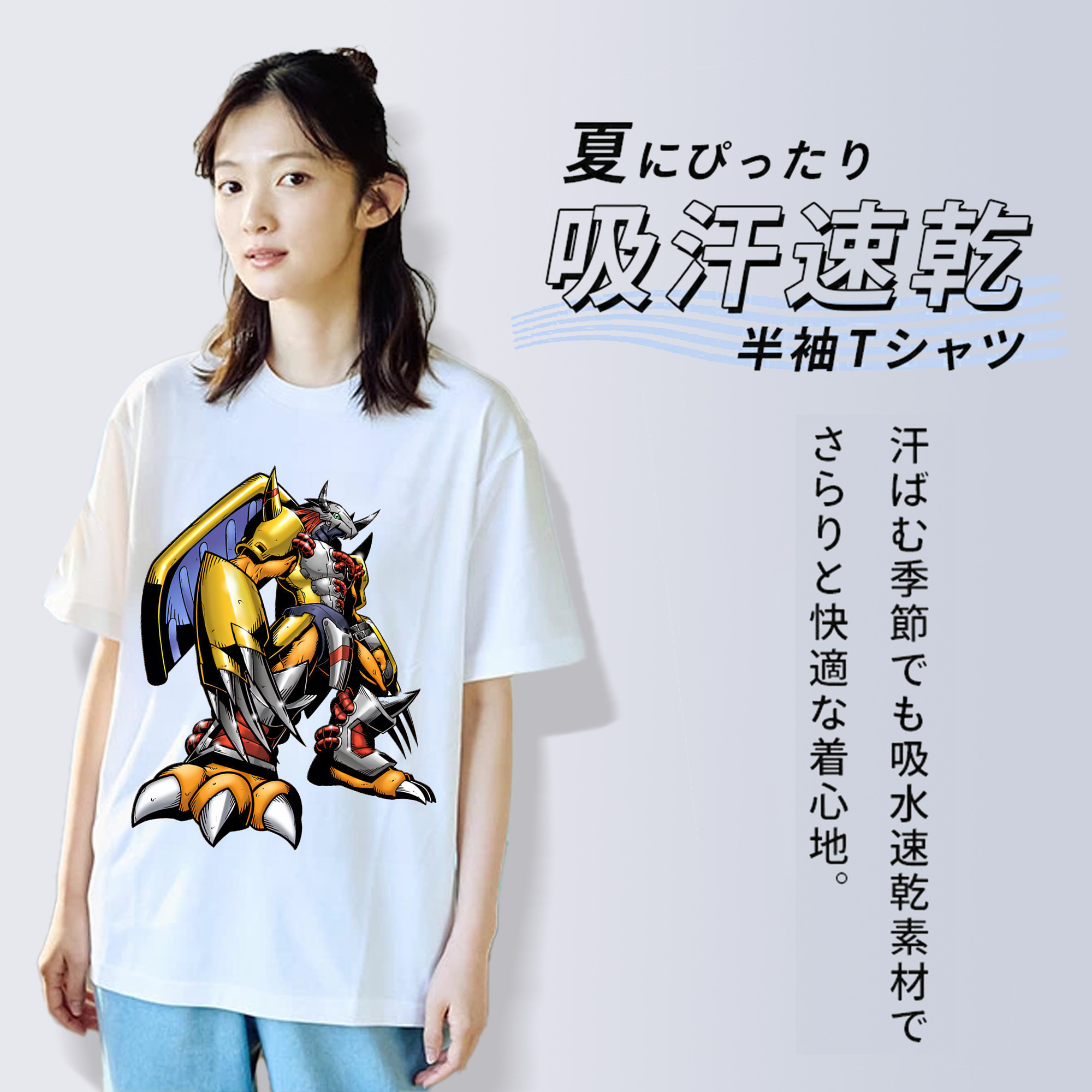 Digimon デジタルモンスター/デジモン レディースカジュアルプリントTシャツ（綿100％）