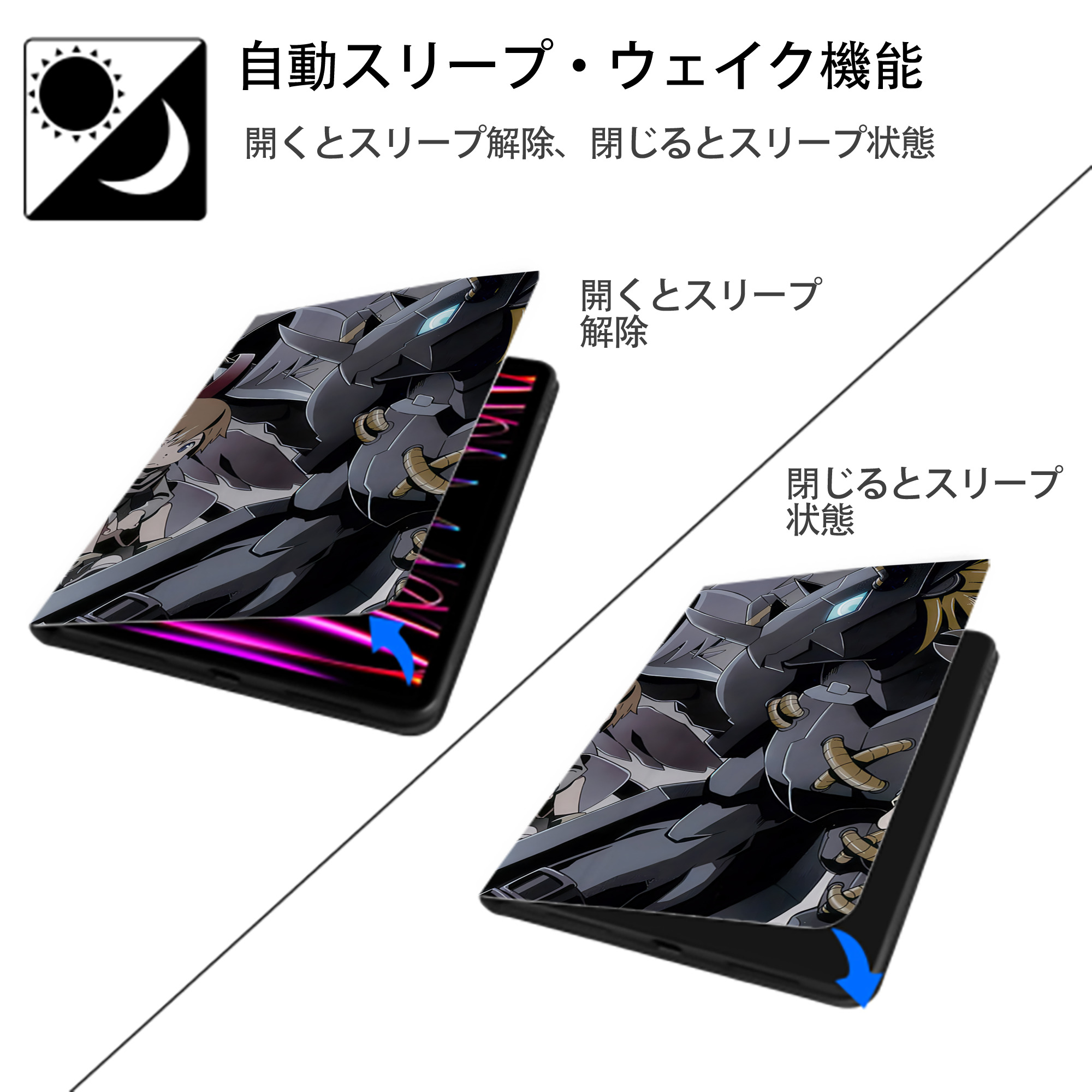 Digimon デジタルモンスター/デジモン IPad ケース ブック型 PUレザー TPU 耐衝撃 軽量 薄型 ペン収納なし 全面保護 IPad 各モデル対応