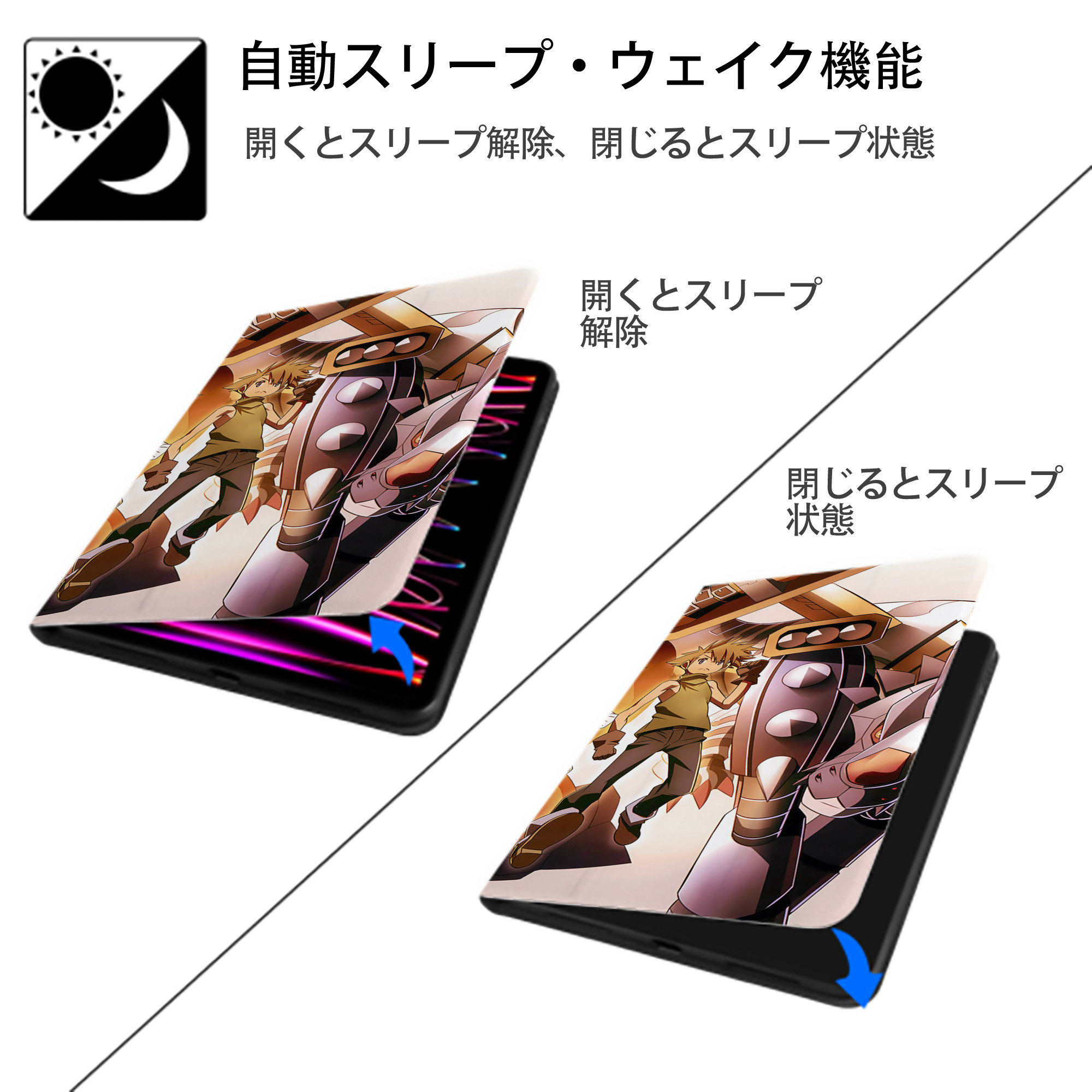 Digimon デジタルモンスター/デジモン IPad ケース ブック型 PUレザー TPU 耐衝撃 軽量 薄型 ペン収納なし 全面保護 IPad 各モデル対応