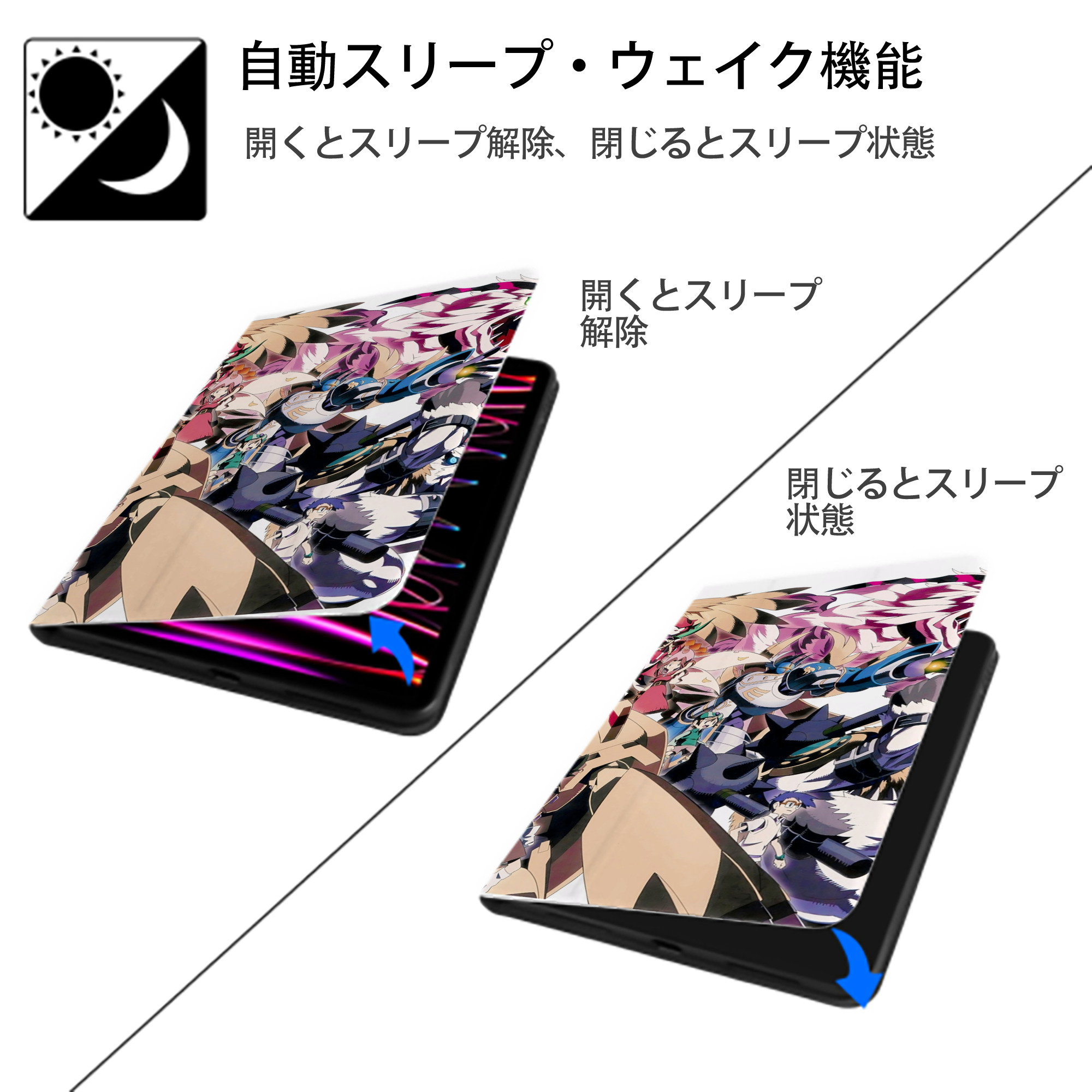 Digimon デジタルモンスター/デジモン IPad ケース ブック型 PUレザー TPU 耐衝撃 軽量 薄型 ペン収納なし 全面保護 IPad 各モデル対応