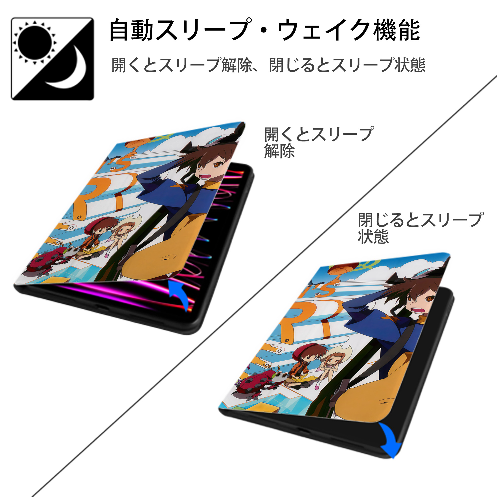 Digimon デジタルモンスター/デジモン IPad ケース ブック型 PUレザー TPU 耐衝撃 軽量 薄型 ペン収納なし 全面保護 IPad 各モデル対応