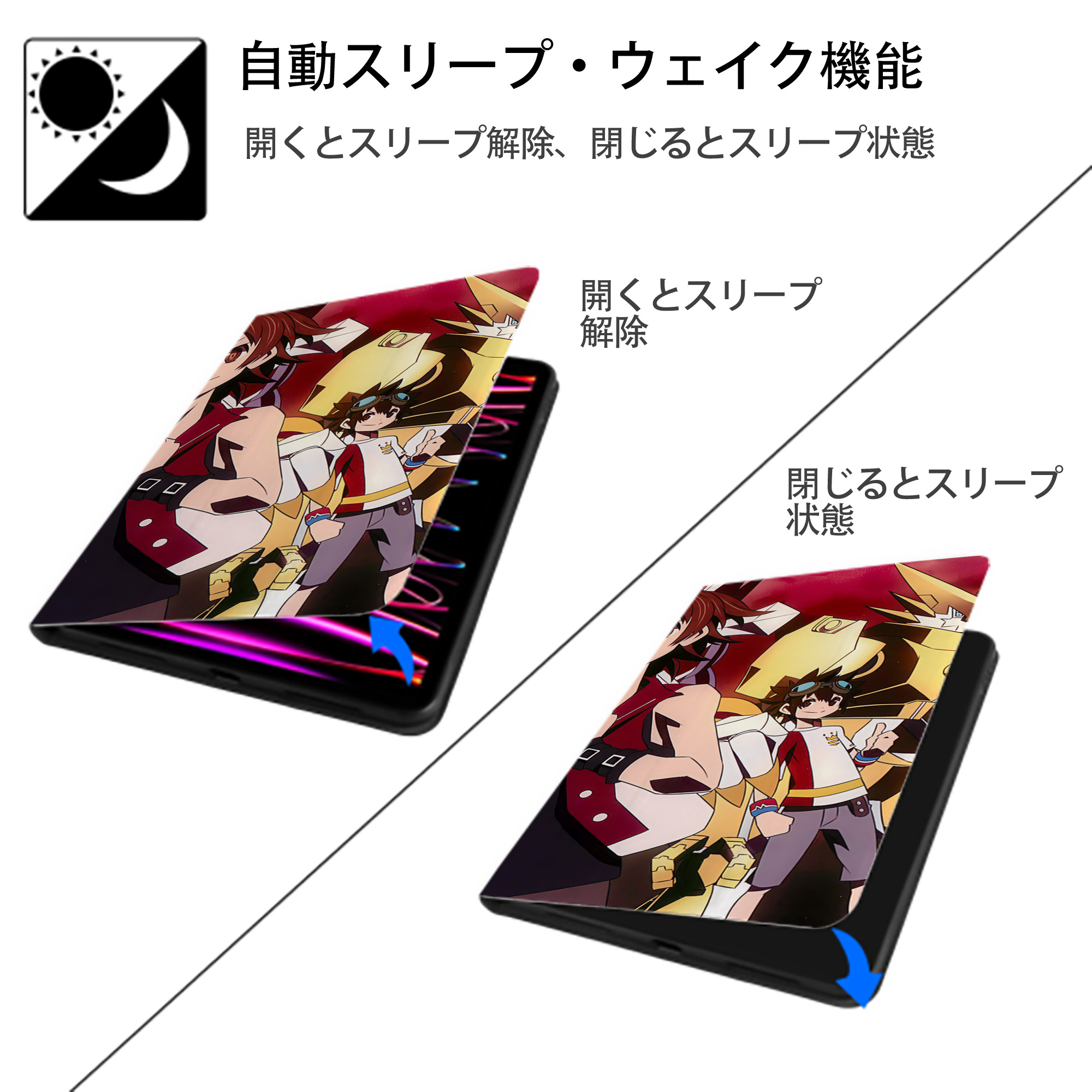 Digimon デジタルモンスター/デジモン IPad ケース ブック型 PUレザー TPU 耐衝撃 軽量 薄型 ペン収納なし 全面保護 IPad 各モデル対応