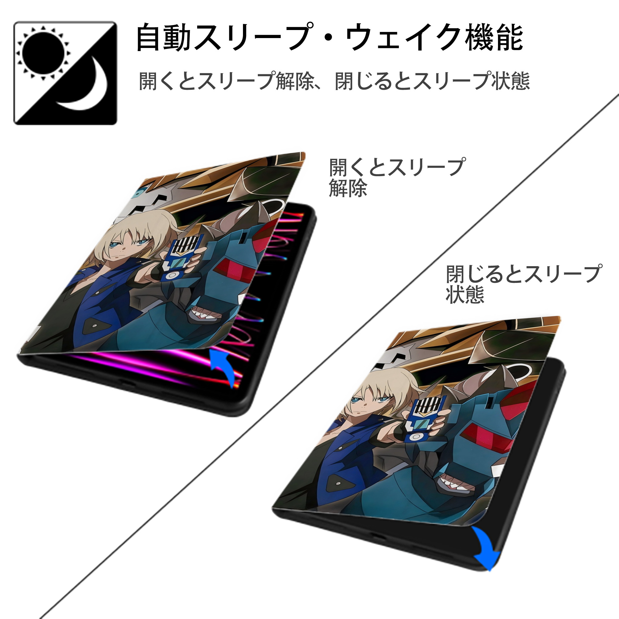 Digimon デジタルモンスター/デジモン IPad ケース ブック型 PUレザー TPU 耐衝撃 軽量 薄型 ペン収納なし 全面保護 IPad 各モデル対応