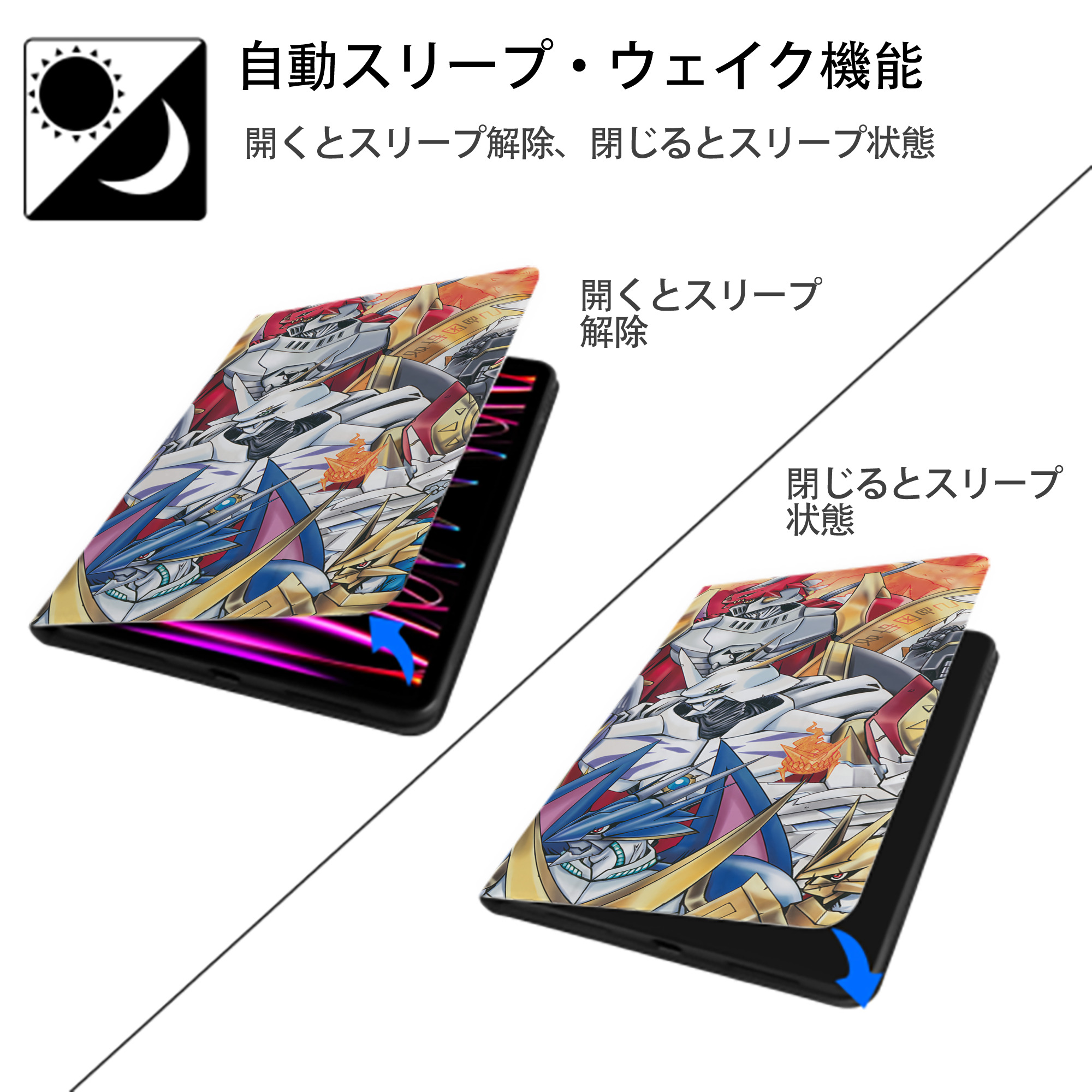 Digimon デジタルモンスター/デジモン IPad ケース ブック型 PUレザー TPU 耐衝撃 軽量 薄型 ペン収納なし 全面保護 IPad 各モデル対応
