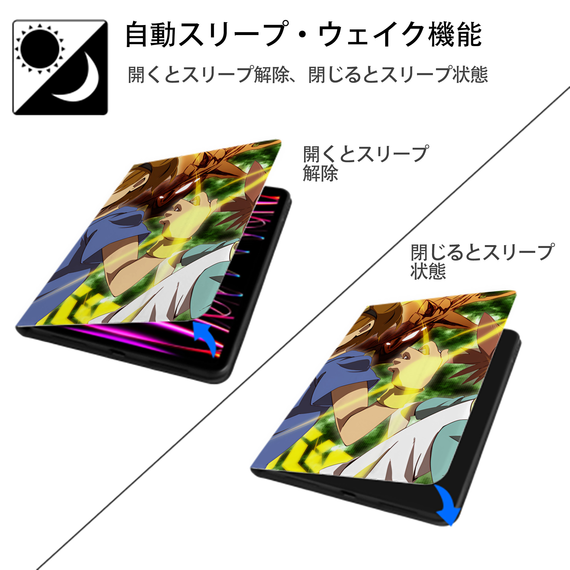 Digimon デジタルモンスター/デジモン IPad ケース ブック型 PUレザー TPU 耐衝撃 軽量 薄型 ペン収納なし 全面保護 IPad 各モデル対応