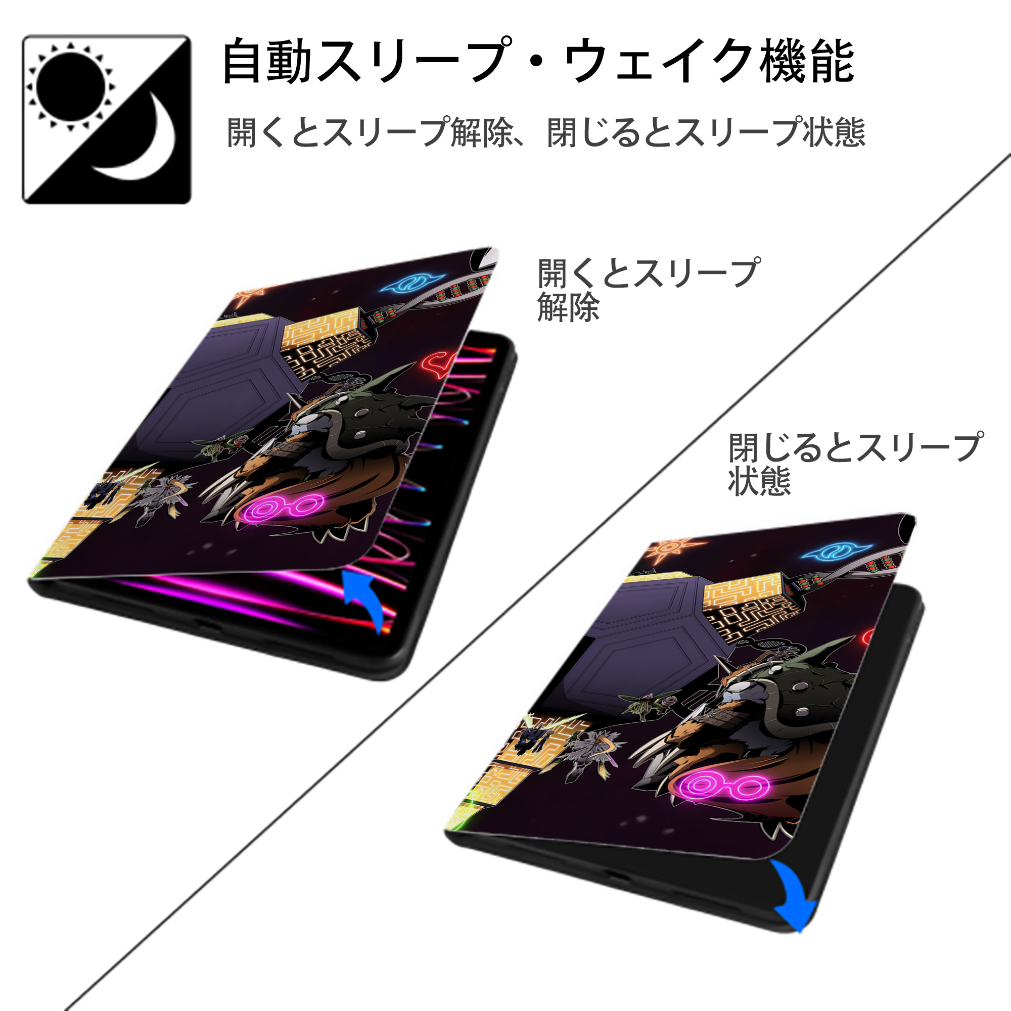 Digimon デジタルモンスター/デジモン IPad ケース ブック型 PUレザー TPU 耐衝撃 軽量 薄型 ペン収納なし 全面保護 IPad 各モデル対応