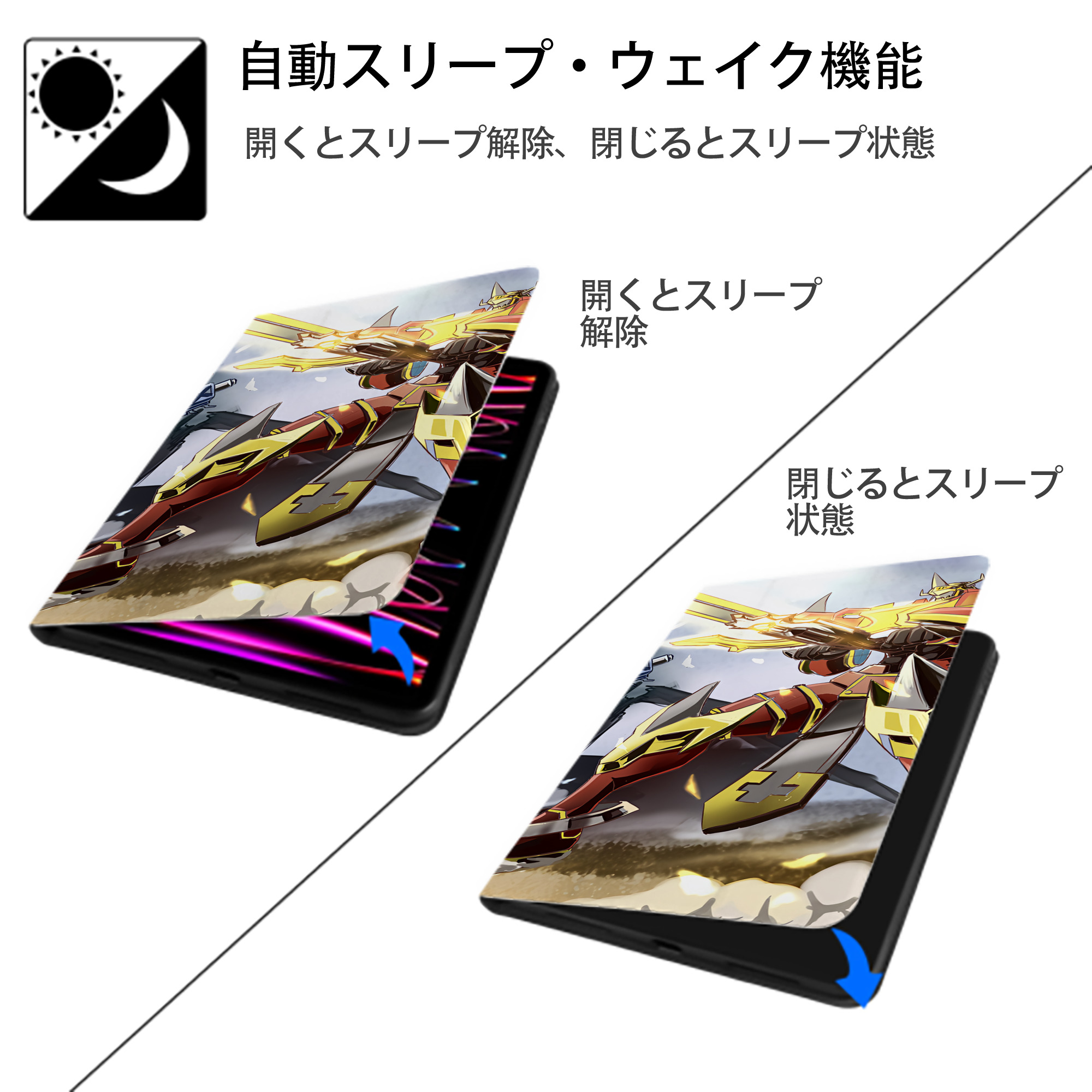 Digimon デジタルモンスター/デジモン IPad ケース ブック型 PUレザー TPU 耐衝撃 軽量 薄型 ペン収納なし 全面保護 IPad 各モデル対応