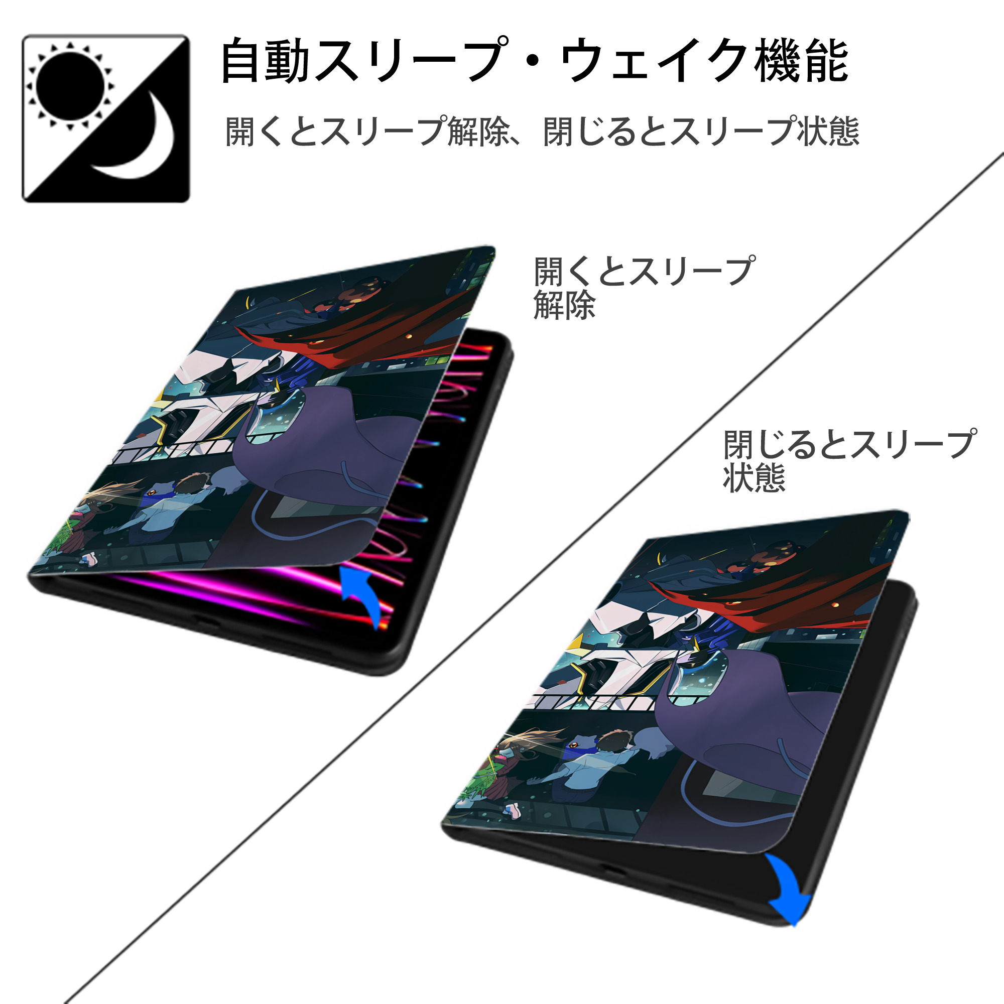 Digimon デジタルモンスター/デジモン IPad ケース ブック型 PUレザー TPU 耐衝撃 軽量 薄型 ペン収納なし 全面保護 IPad 各モデル対応
