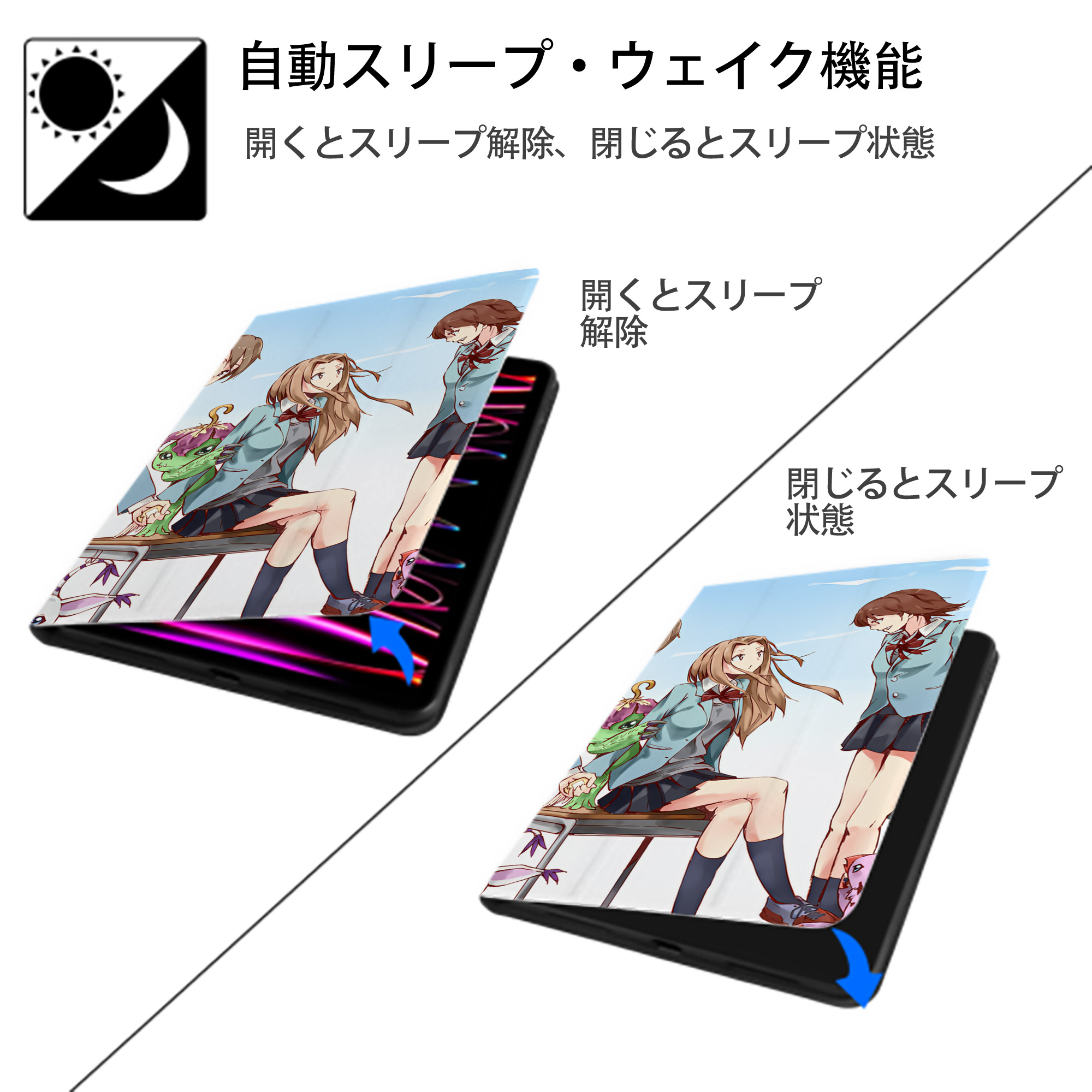 Digimon デジタルモンスター/デジモン IPad ケース ブック型 PUレザー TPU 耐衝撃 軽量 薄型 ペン収納なし 全面保護 IPad 各モデル対応