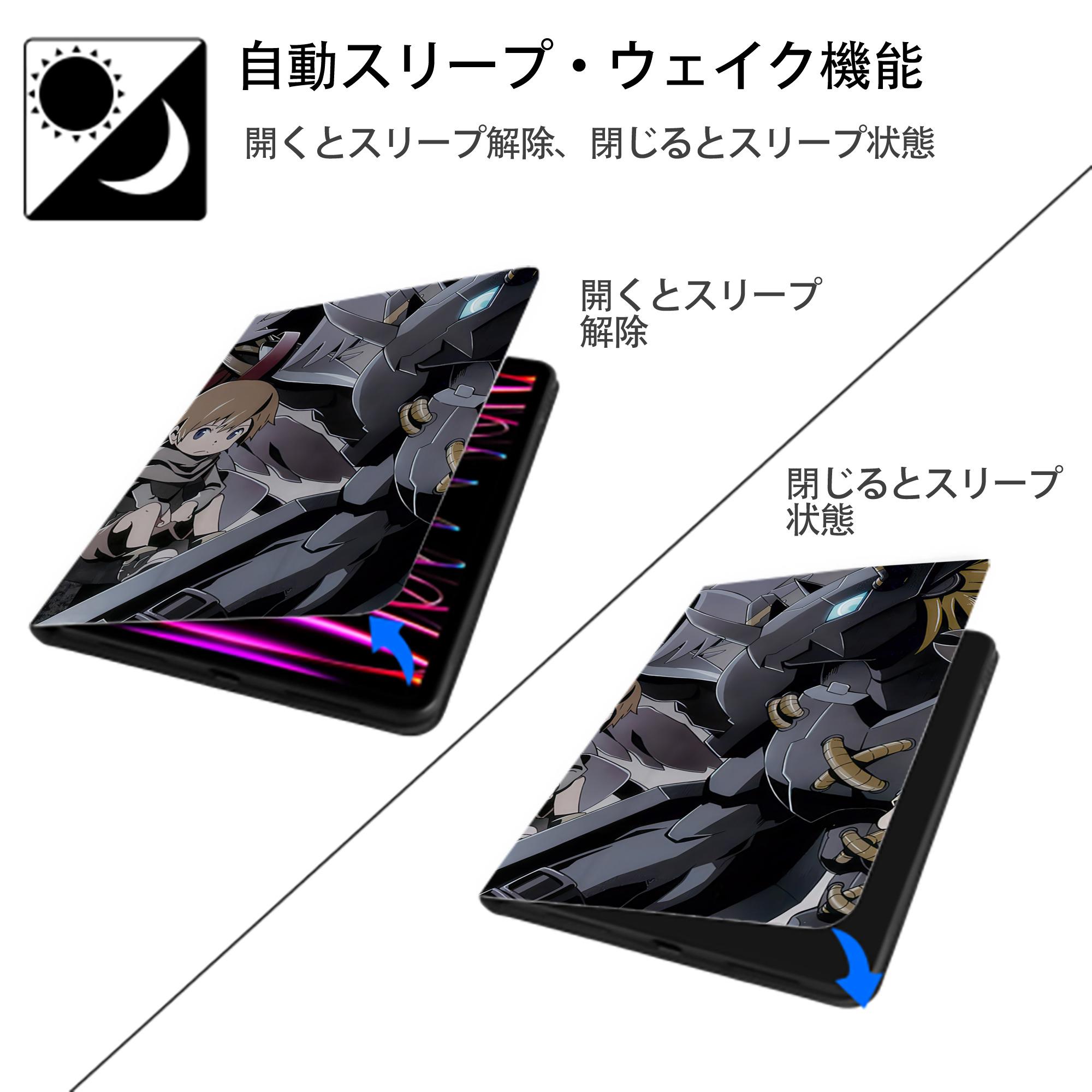 Digimon デジタルモンスター/デジモン IPadケース ペンホルダー付き ブックスタイルデザイン