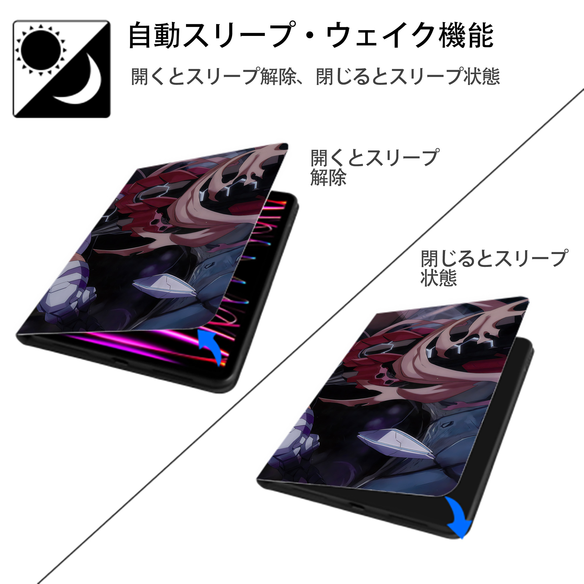 Digimon デジタルモンスター/デジモン IPadケース ペンホルダー付き ブックスタイルデザイン