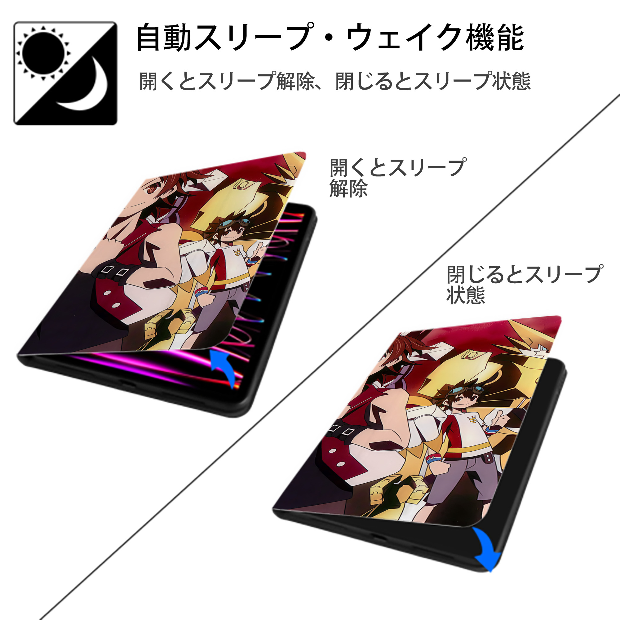 Digimon デジタルモンスター/デジモン IPadケース ペンホルダー付き ブックスタイルデザイン