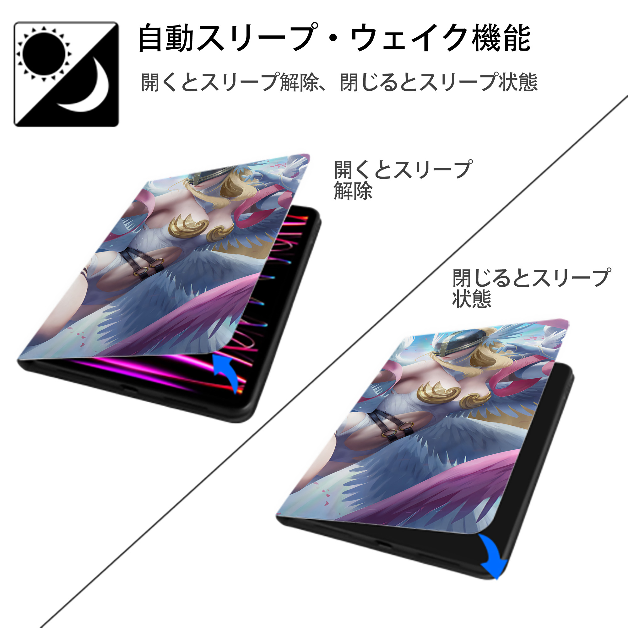 Digimon デジタルモンスター/デジモン IPadケース ペンホルダー付き ブックスタイルデザイン