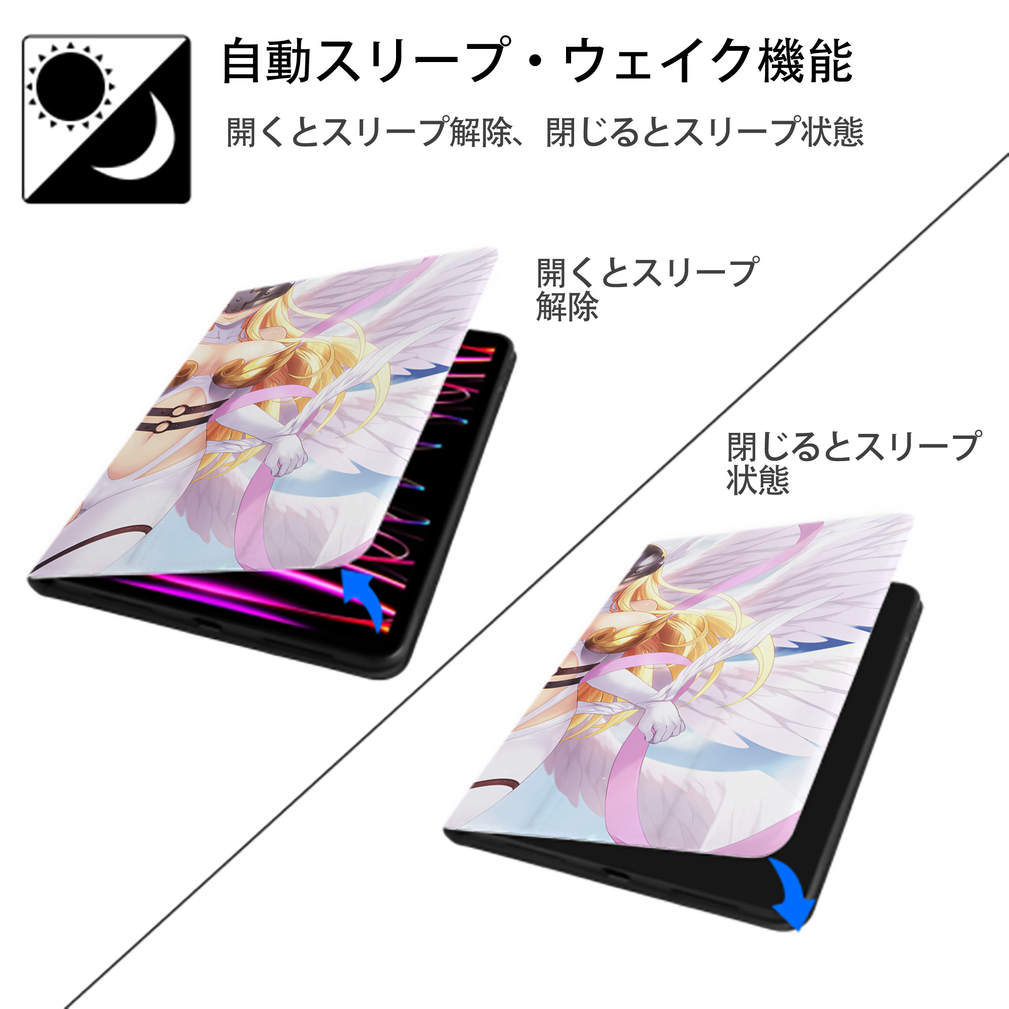 Digimon デジタルモンスター/デジモン IPadケース ペンホルダー付き ブックスタイルデザイン